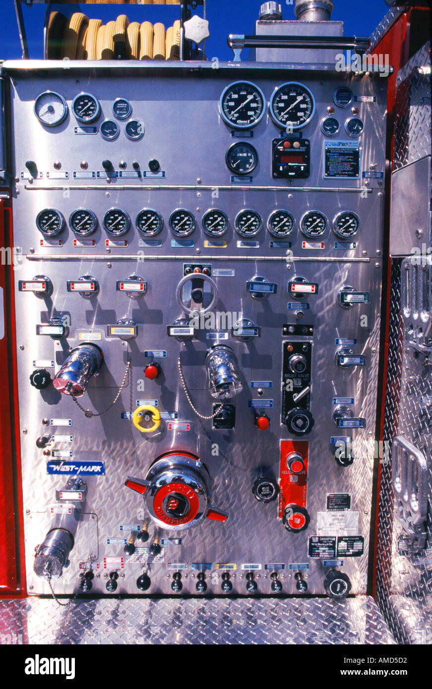 Fire Engine Control Panel Stock Photo