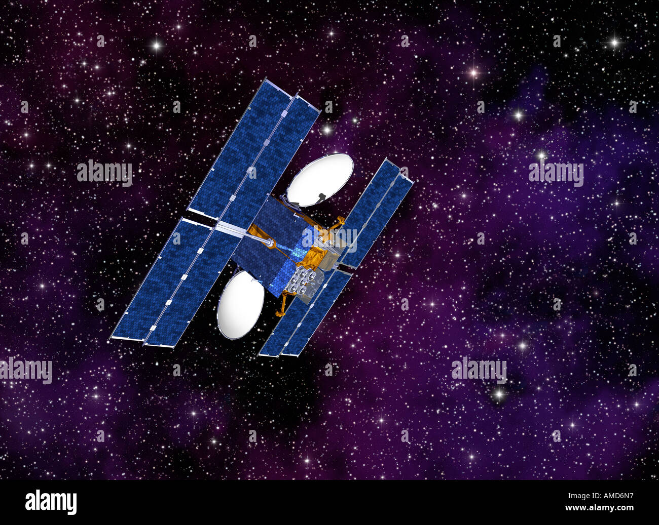 Communication Satellite In Outer Space Stock Photo