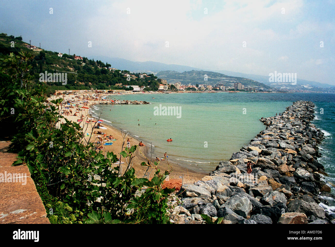 Beach Italy San Remo Liguria Bussana Stock Photo Alamy