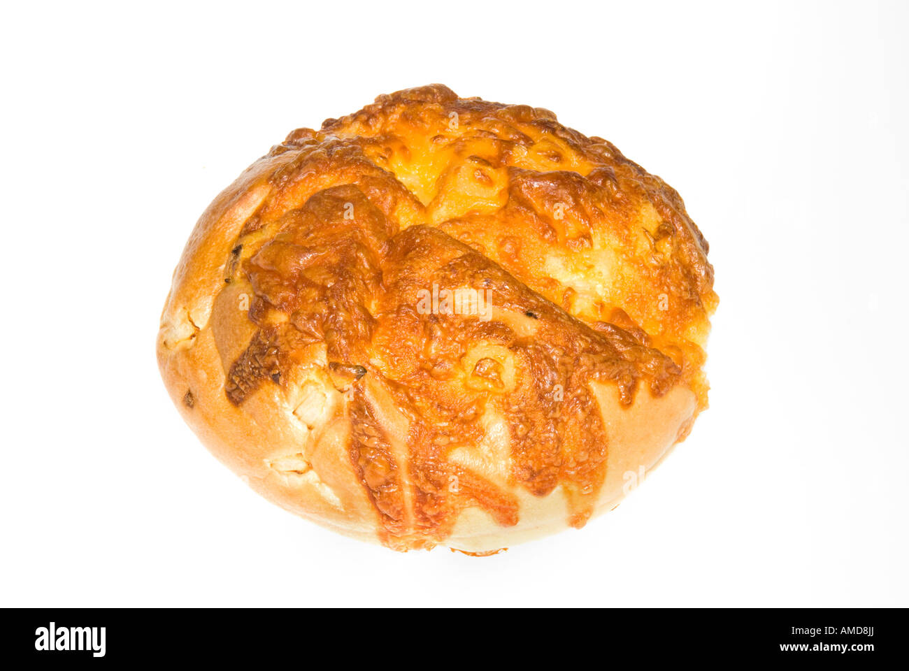 A freshly baked cheese roll shows its beautiful orange color and scrumptious look Stock Photo