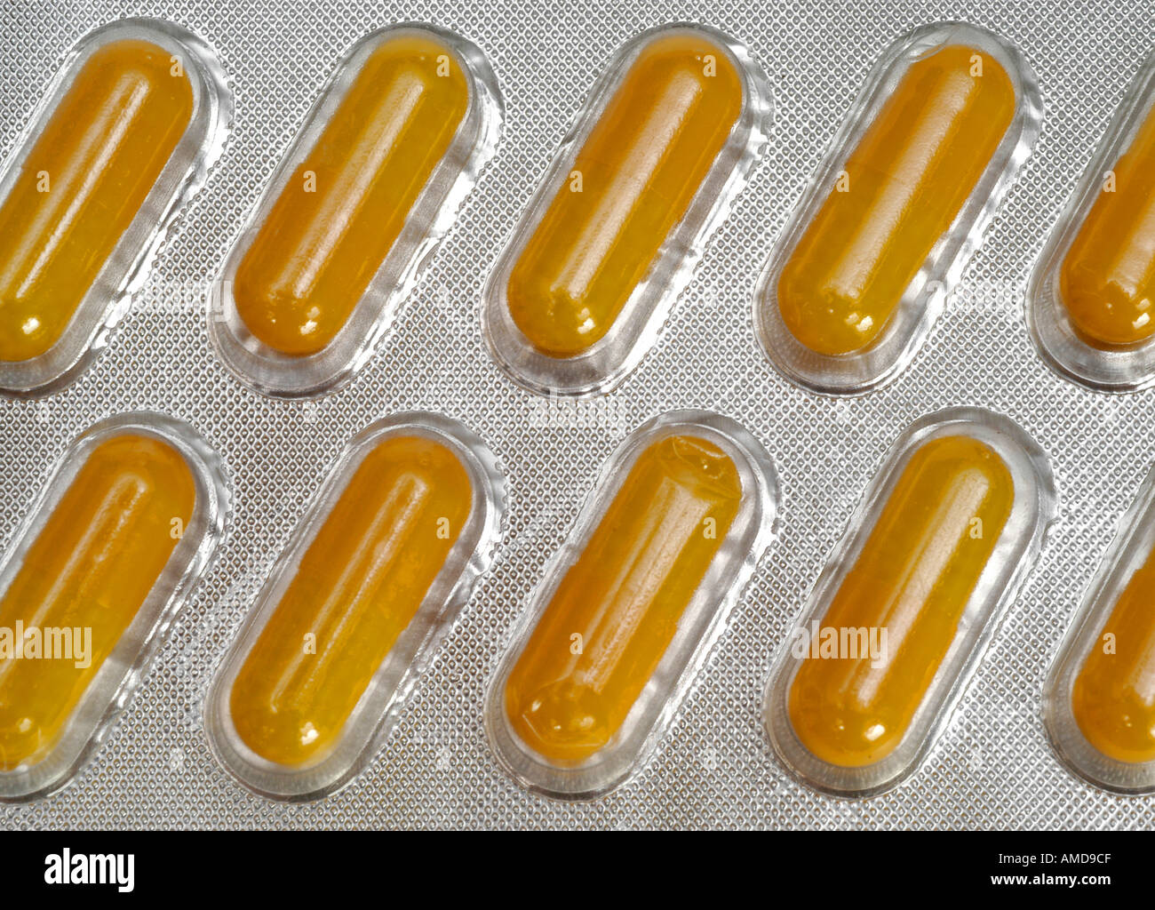 yellow pills Stock Photo