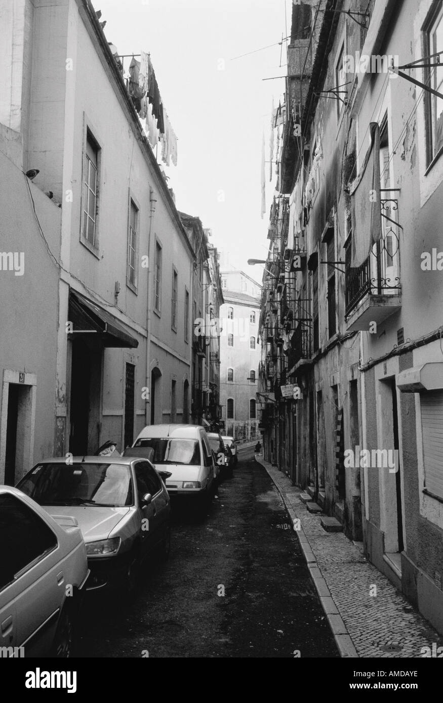 Cars Parked in Narrow Alley, Lisbon, Portugal Stock Photo Alamy