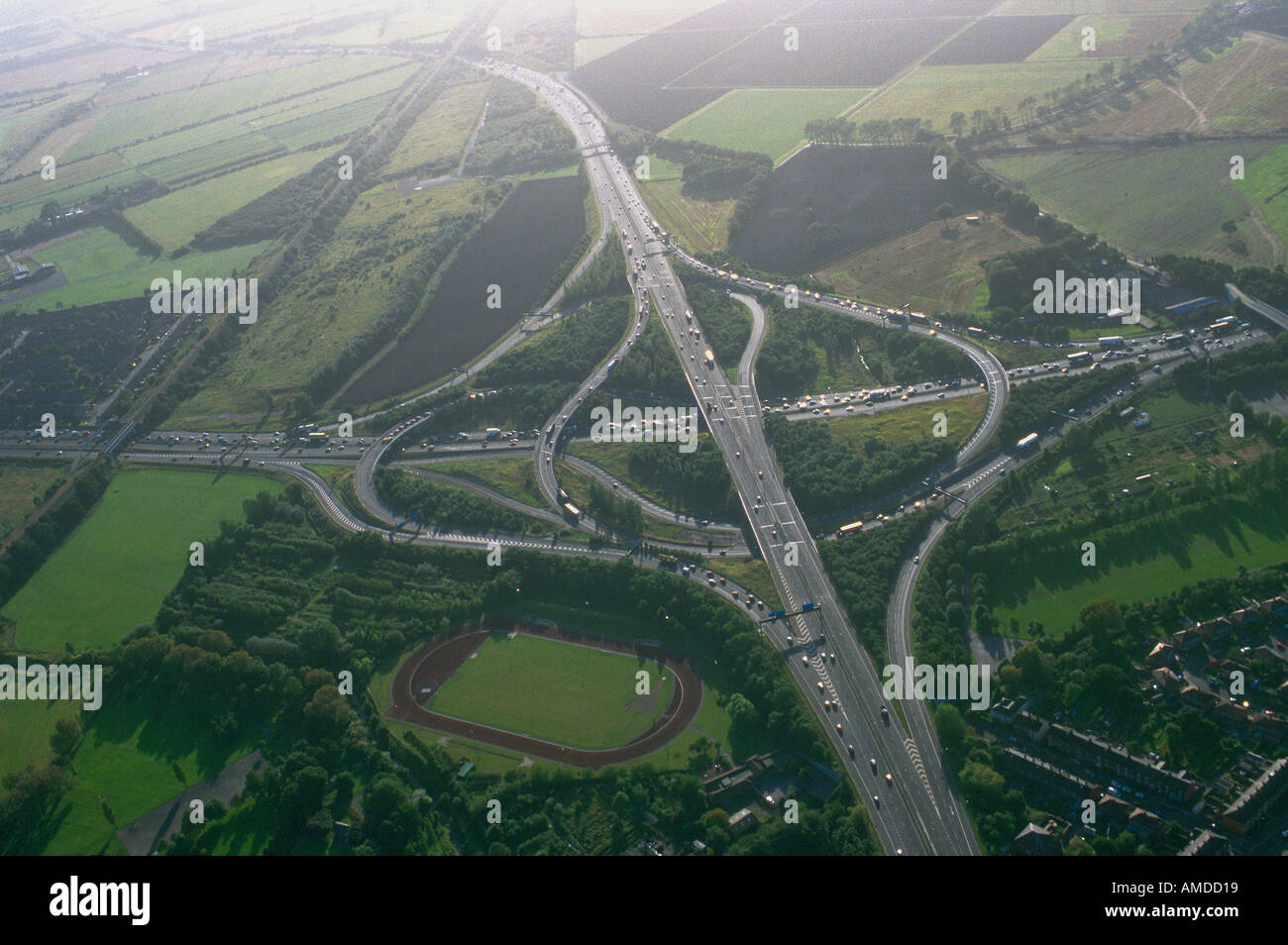 Aerial view of the M60 and M602, Manchester, GB Stock Photo
