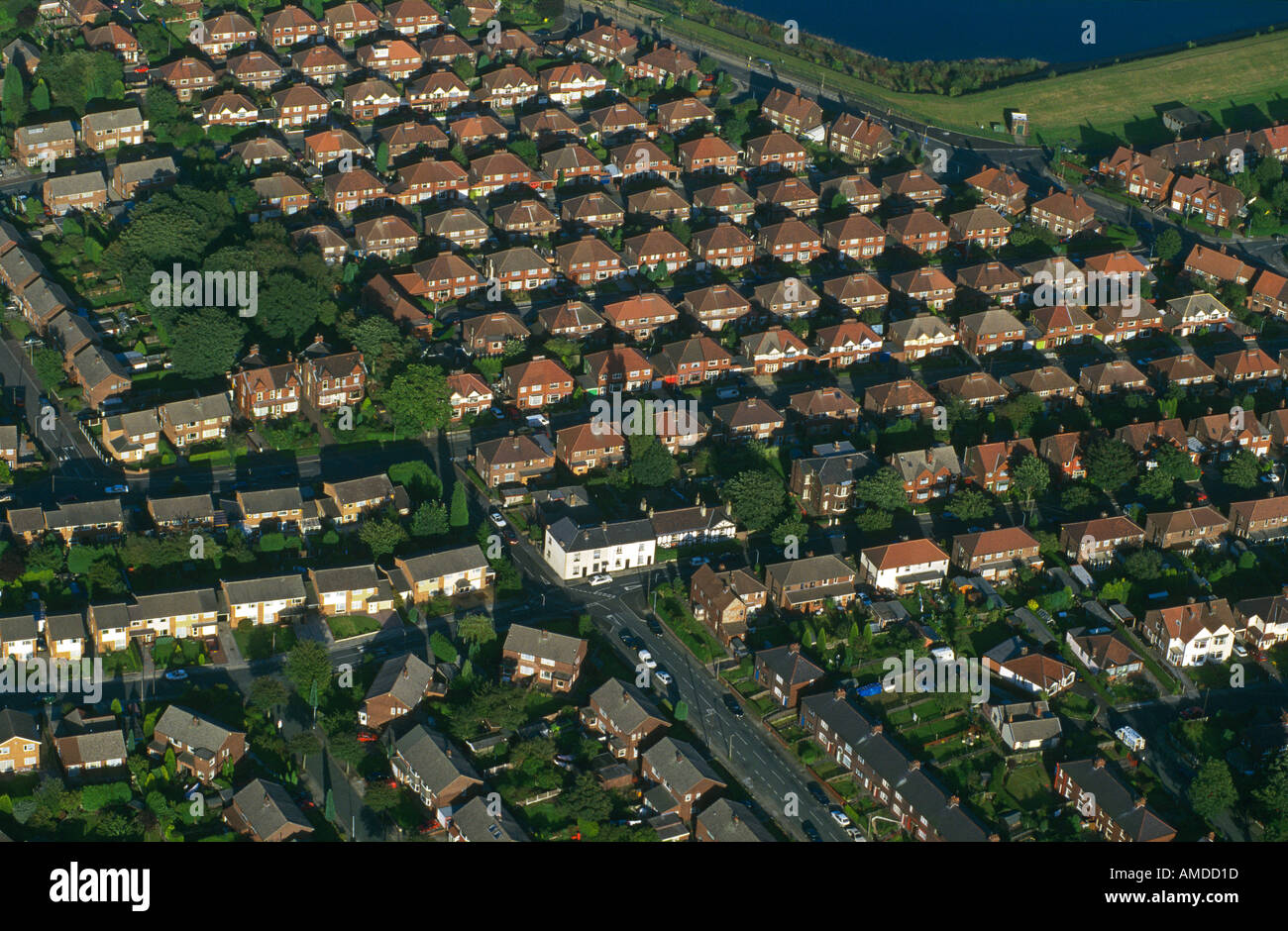 Aerial view of Manchester suburbs Stock Photo
