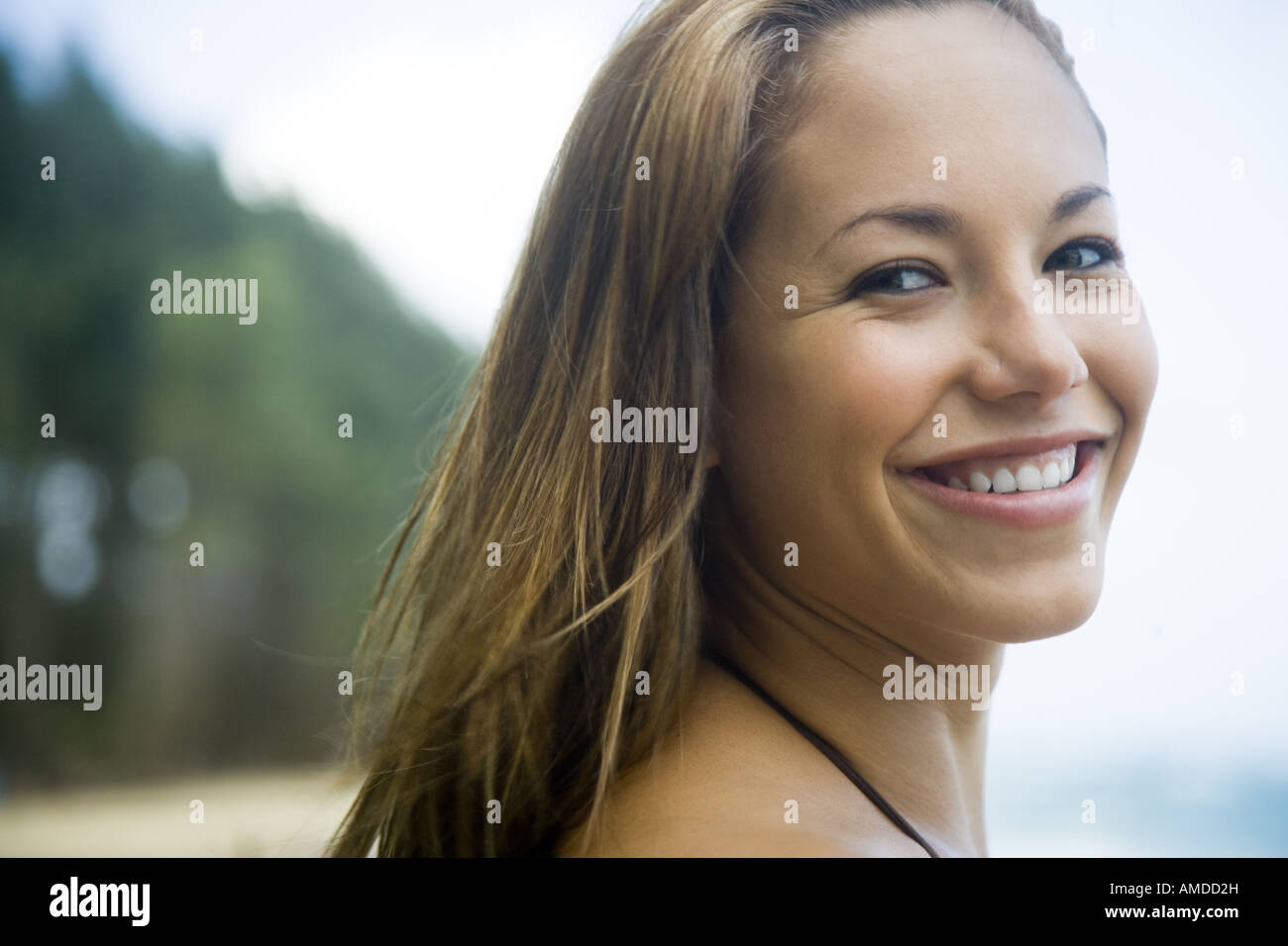 Woman beach smiling bikini hi-res stock photography and images - Alamy