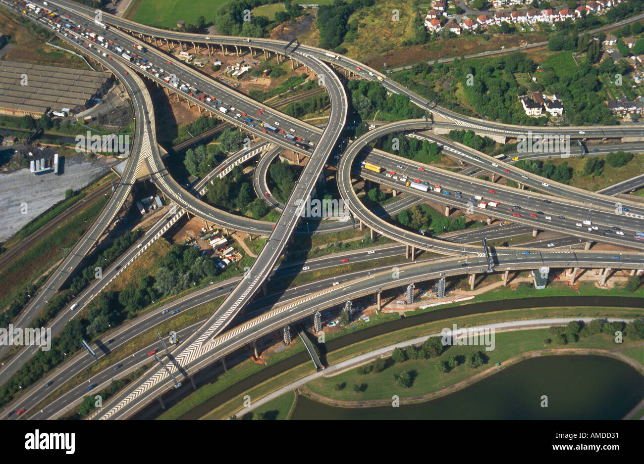 Spaghetti Junction motorway intersection from the air Stock Photo - Alamy