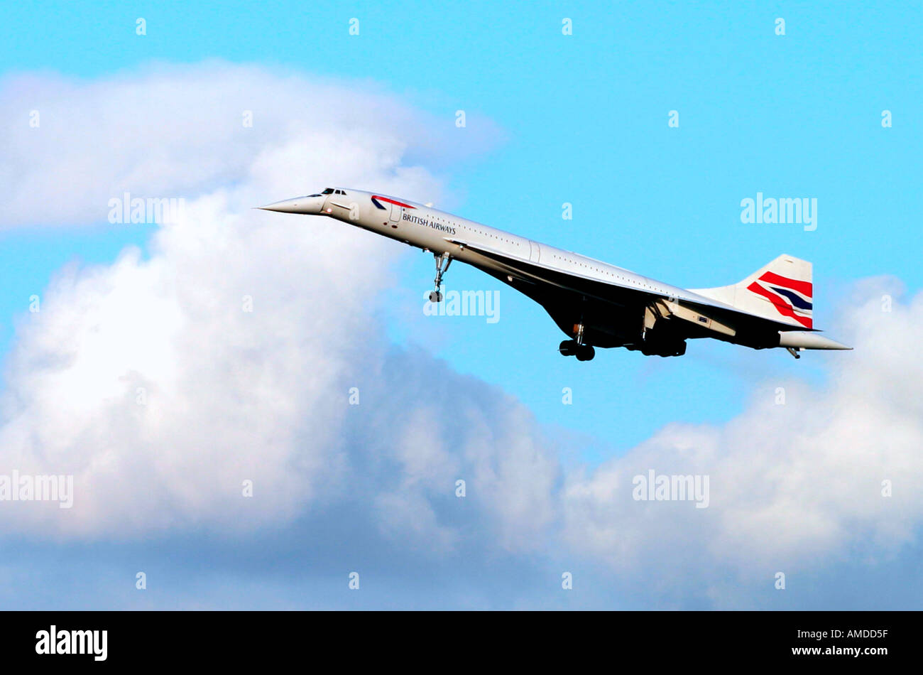 England UK London Concorde on finals Stock Photo