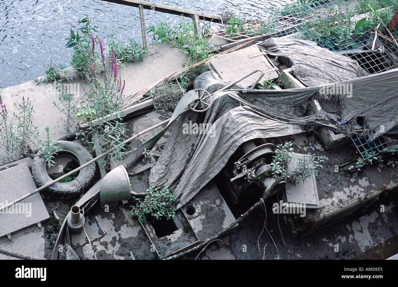 Flotsam jetsam debris river thames brentford dumped hires stock