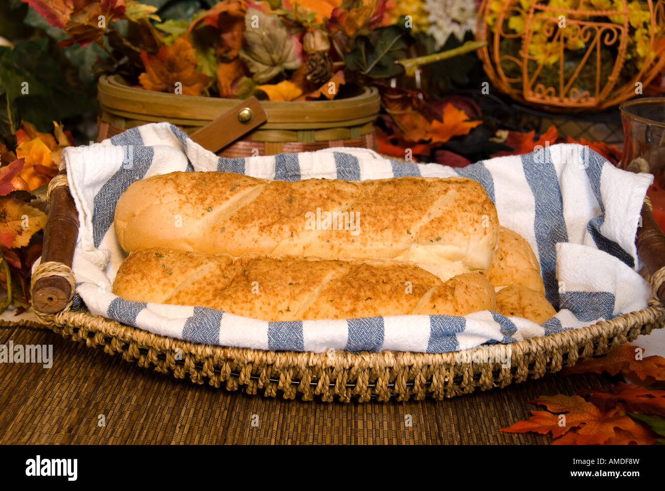 Loafs of Italian bread iin a beautiful autum setting Stock Photo