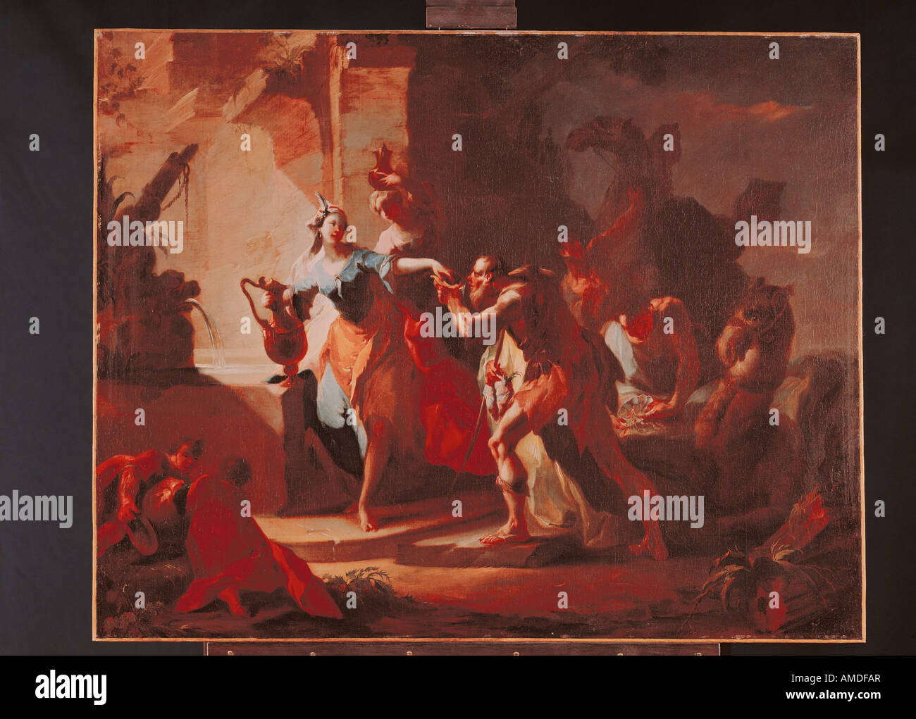 'fine arts, Maulbertsch, Franz Anton, (1724 - 1796), painting, 'Rebecca and Eliezer', 1745 - 1750, oil on canvas, 72 cm x 915 Stock Photo