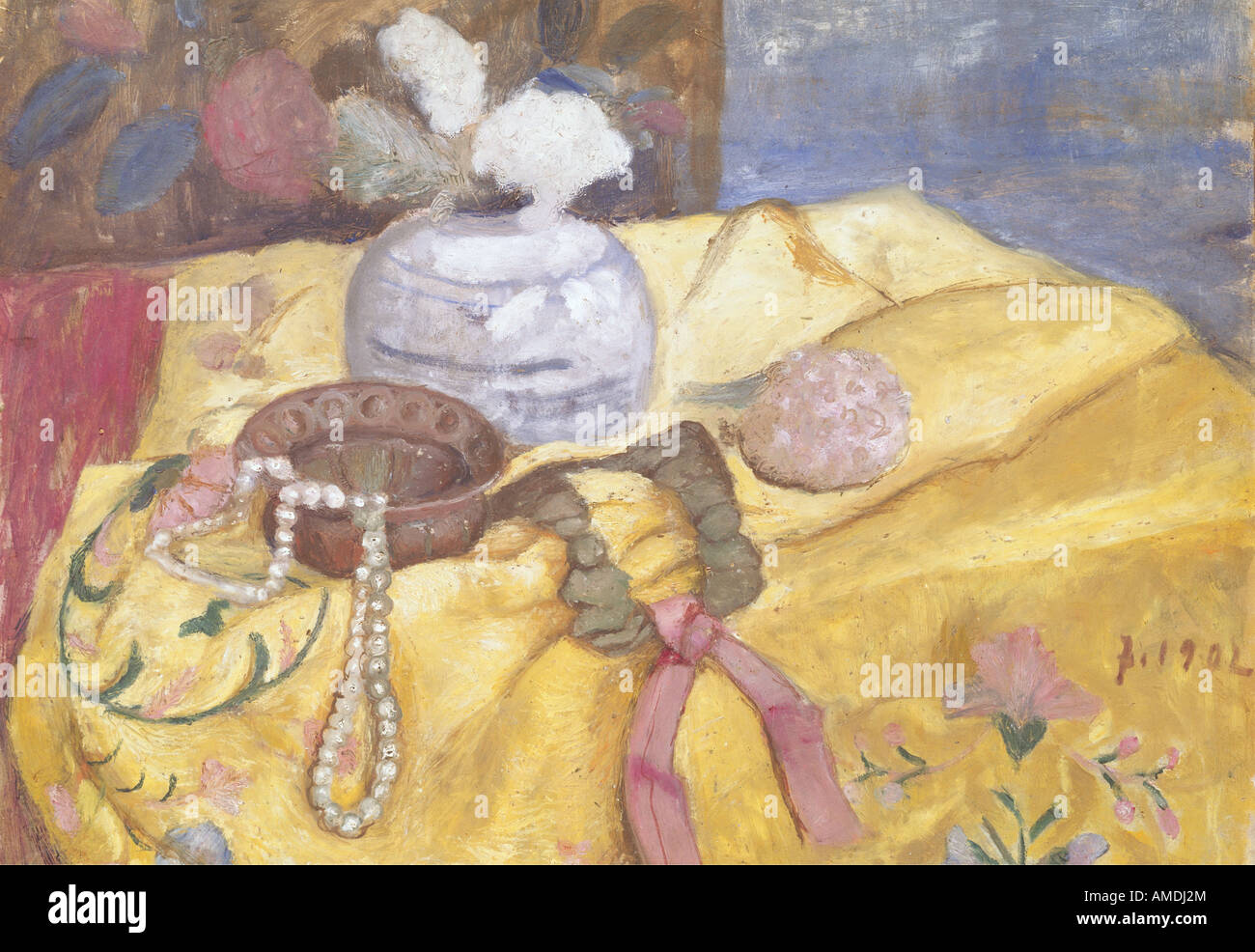 fine arts, Modersohn-Becker, Paula (1876 - 1907), painting, still life pearl necklace, 1902, Lower Saxon State Gallery, Hannover Stock Photo