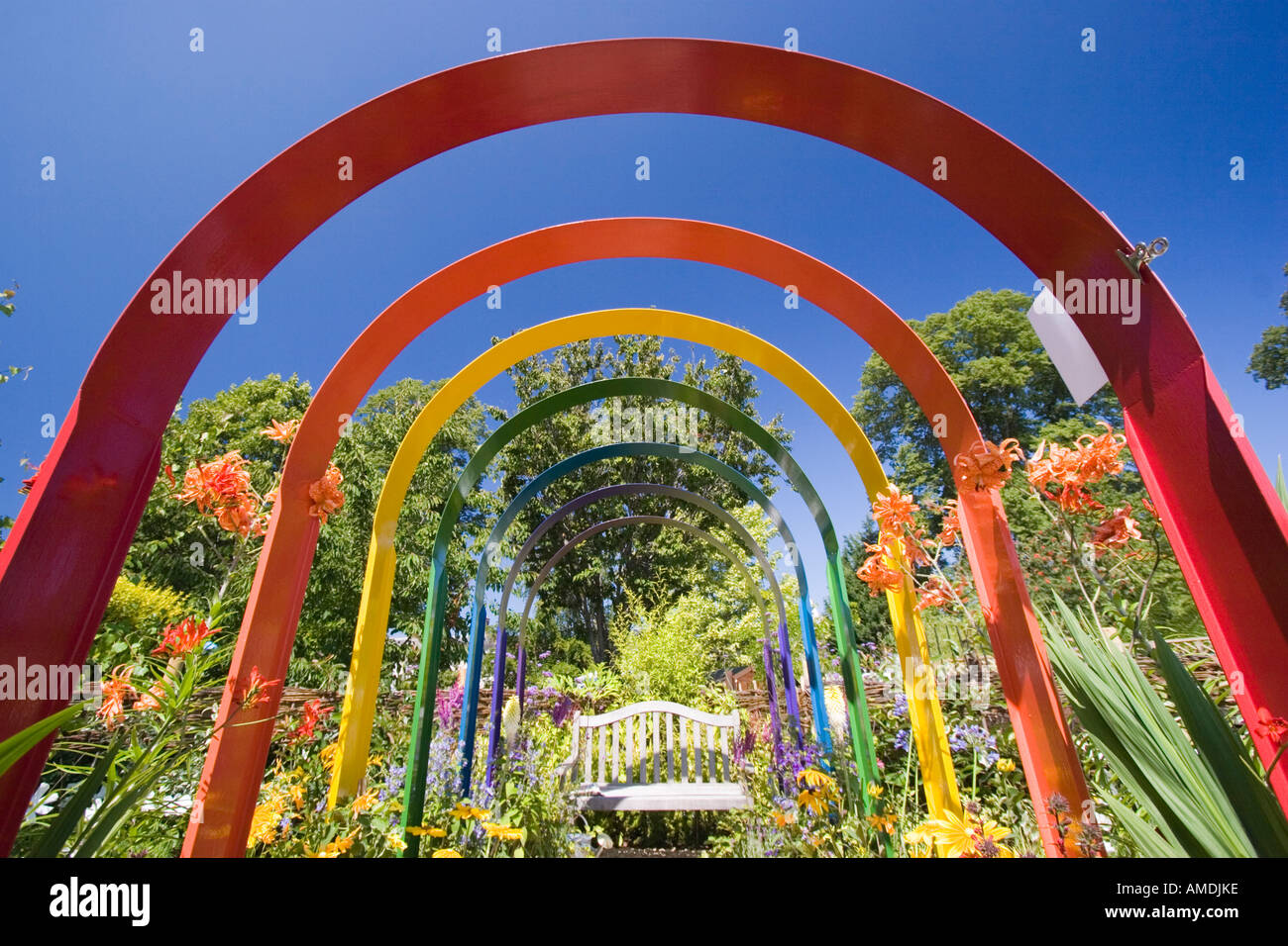 Prize winning rainbow garden at the Taunton flower show Stock Photo Alamy