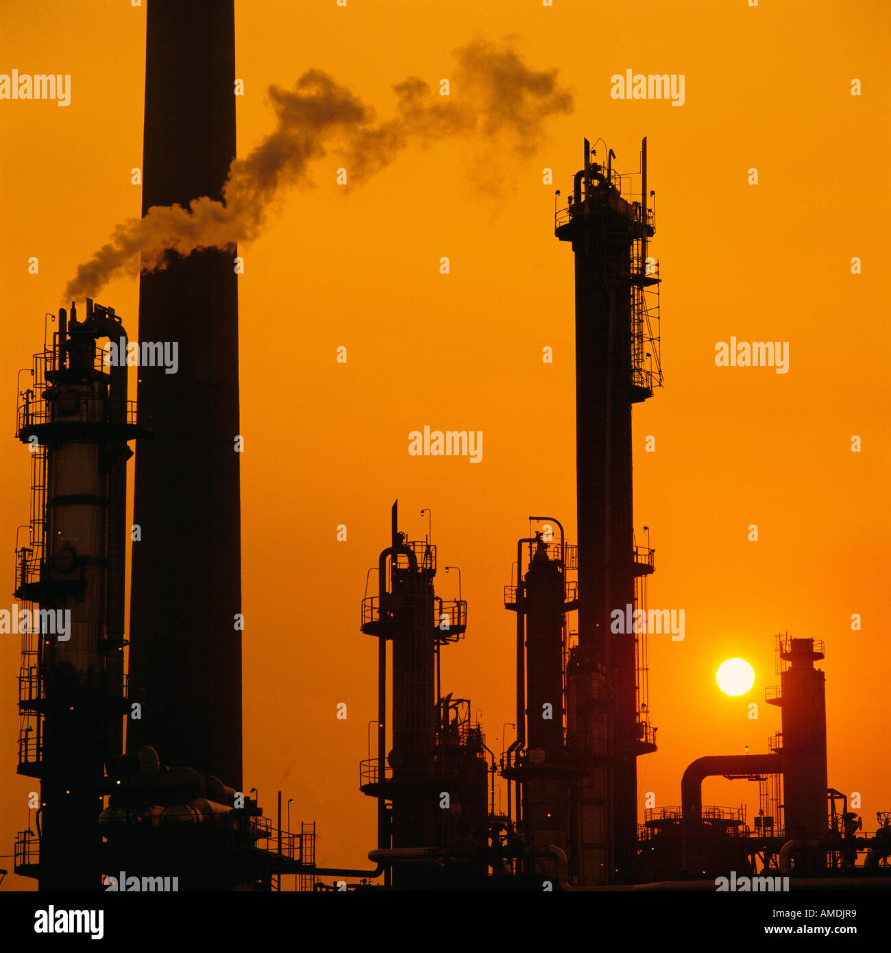 Silhouette of Petrochemical Plant At Sunset Sarnia, Ontario, Canada ...