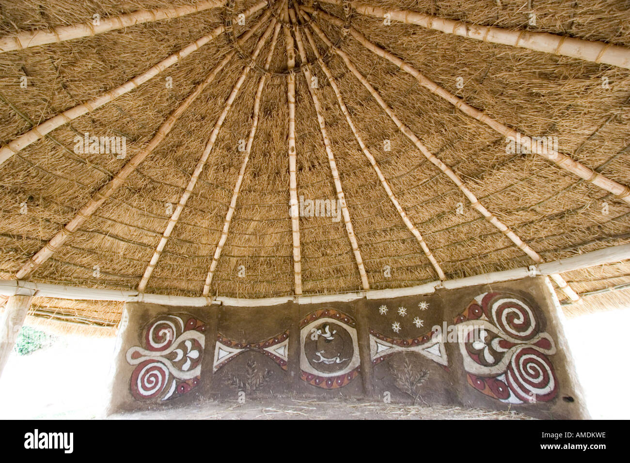 Reconstruction of an iron age mud hut Stock Photo