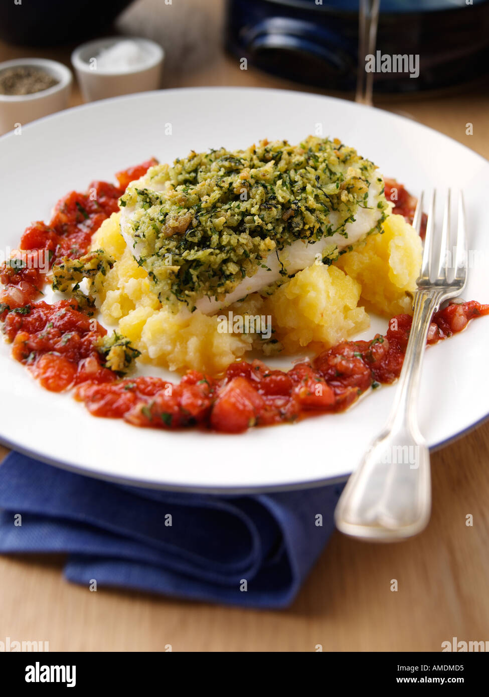 Cod Herb Crust Stock Photo Alamy