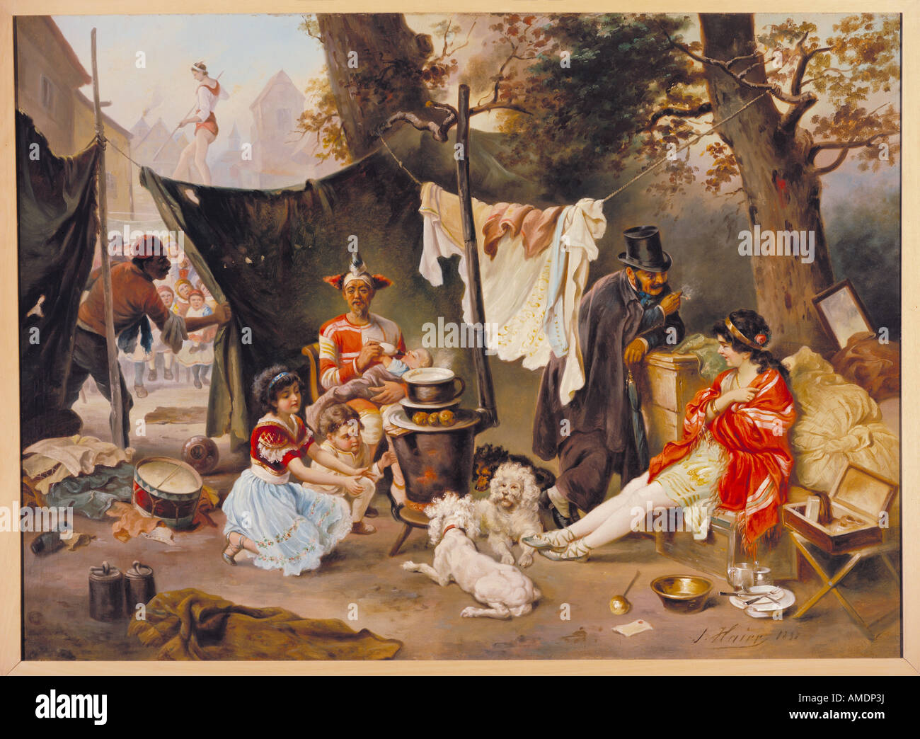 fine arts, Haier, Joseph (1816 - 1891), painting, the entertainers rest, 1882, oil on canvas, Stadtmuseum, Munich, , Artist's Copyright has not to be cleared Stock Photo