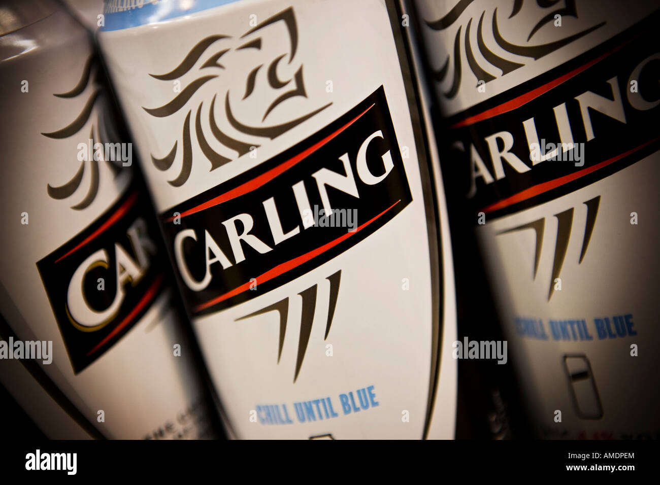Cans of Carling lager Carling is a Molson Coors Brewing Company brand Stock Photo