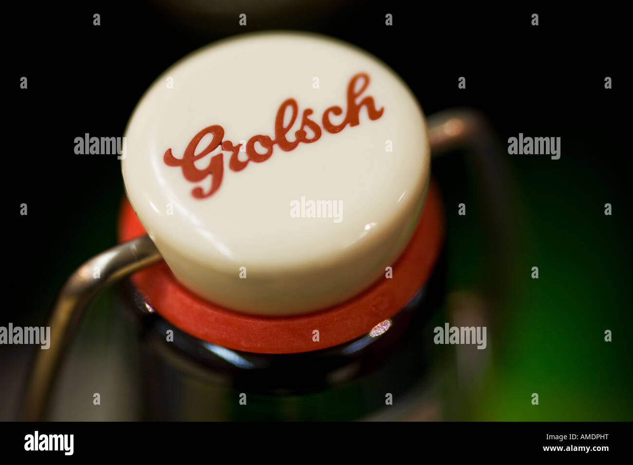 Grolsch bottle top Royal Grolsch N V is subject to a takeover bid by SAB Miller Stock Photo