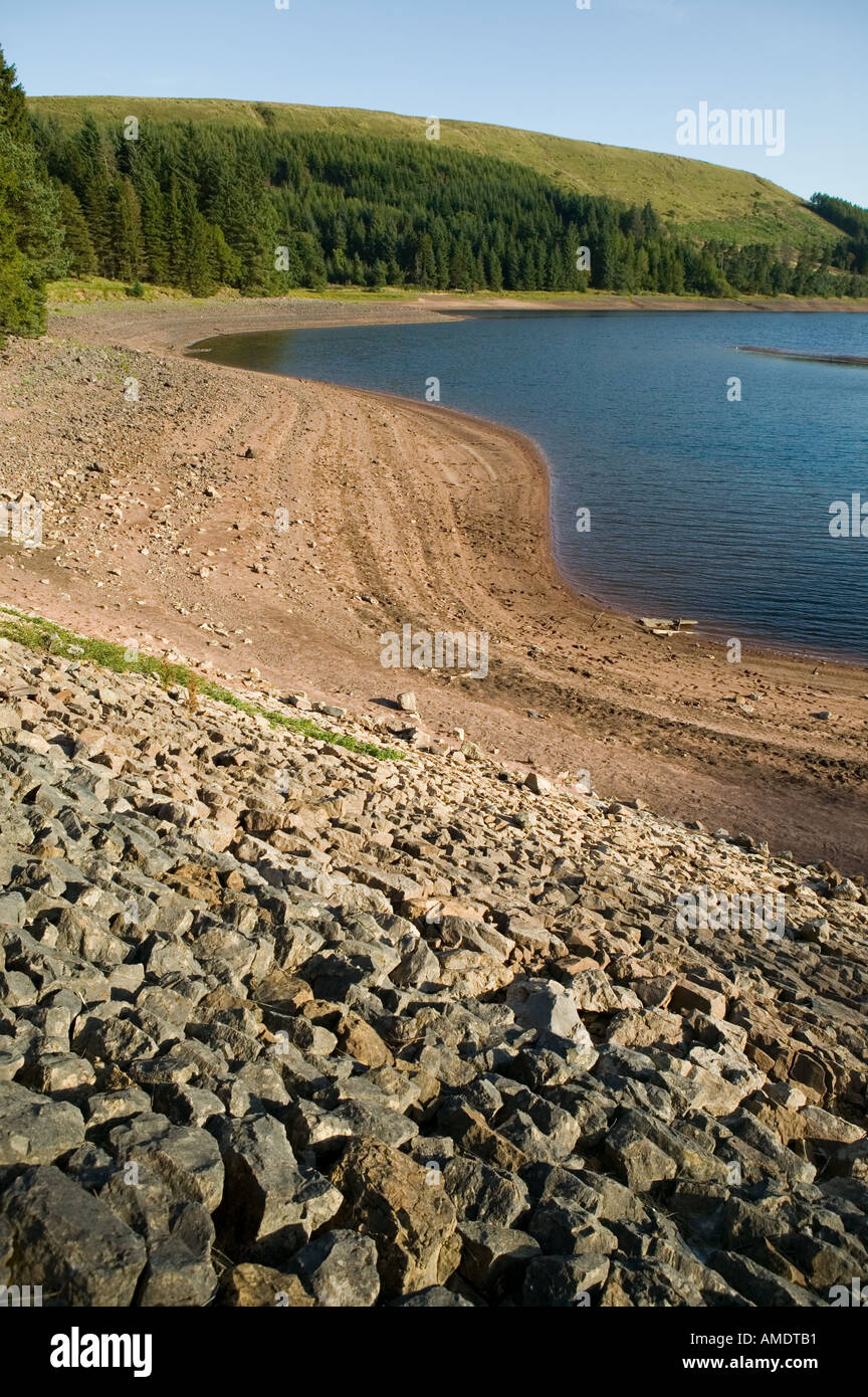 Low water conditions in Pontsticill reservoir Brecon beacons Wales UK Stock Photo