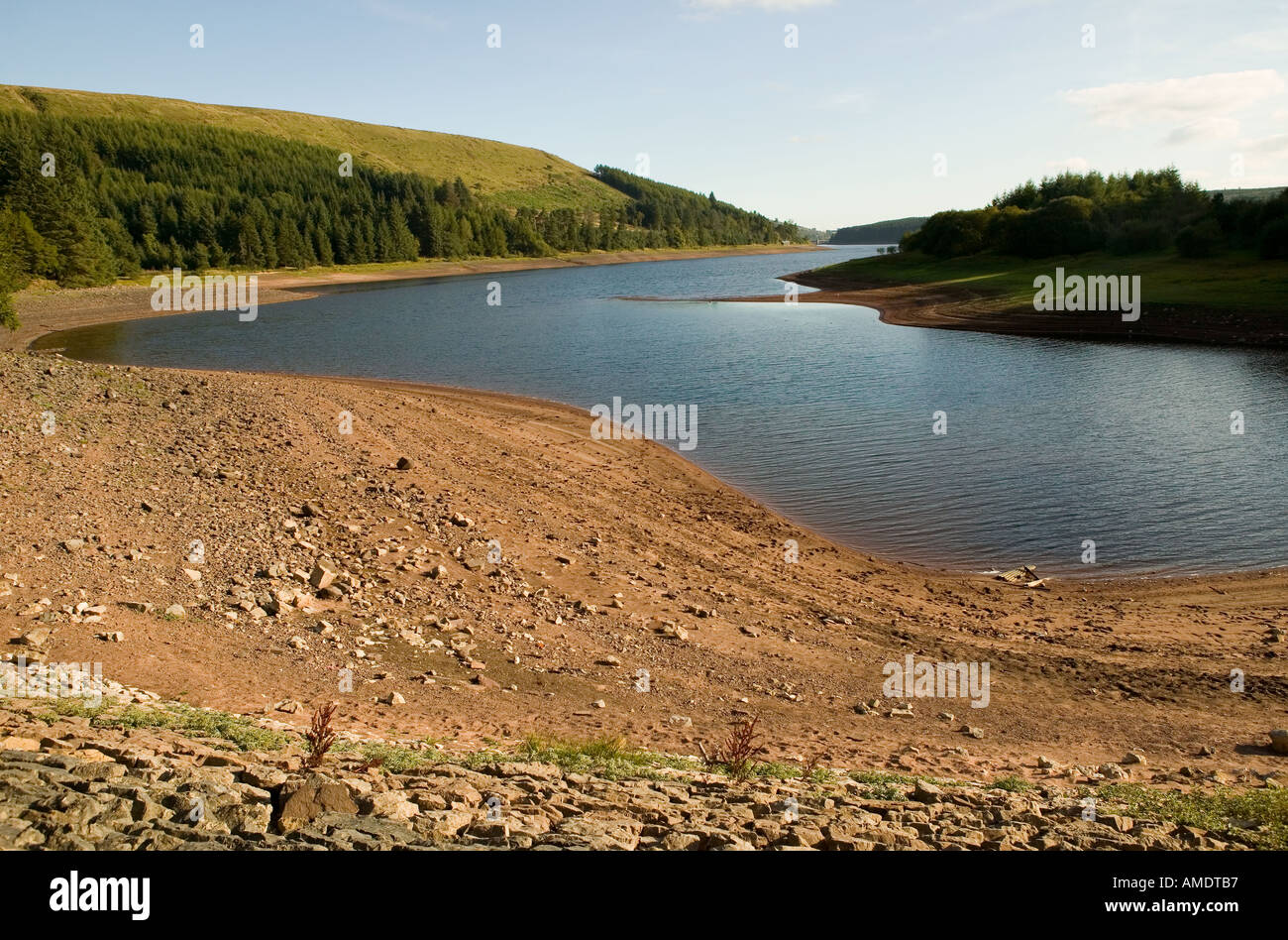 Low water conditions in Pontsticill reservoir 'Brecon Beacons' Wales UK Stock Photo