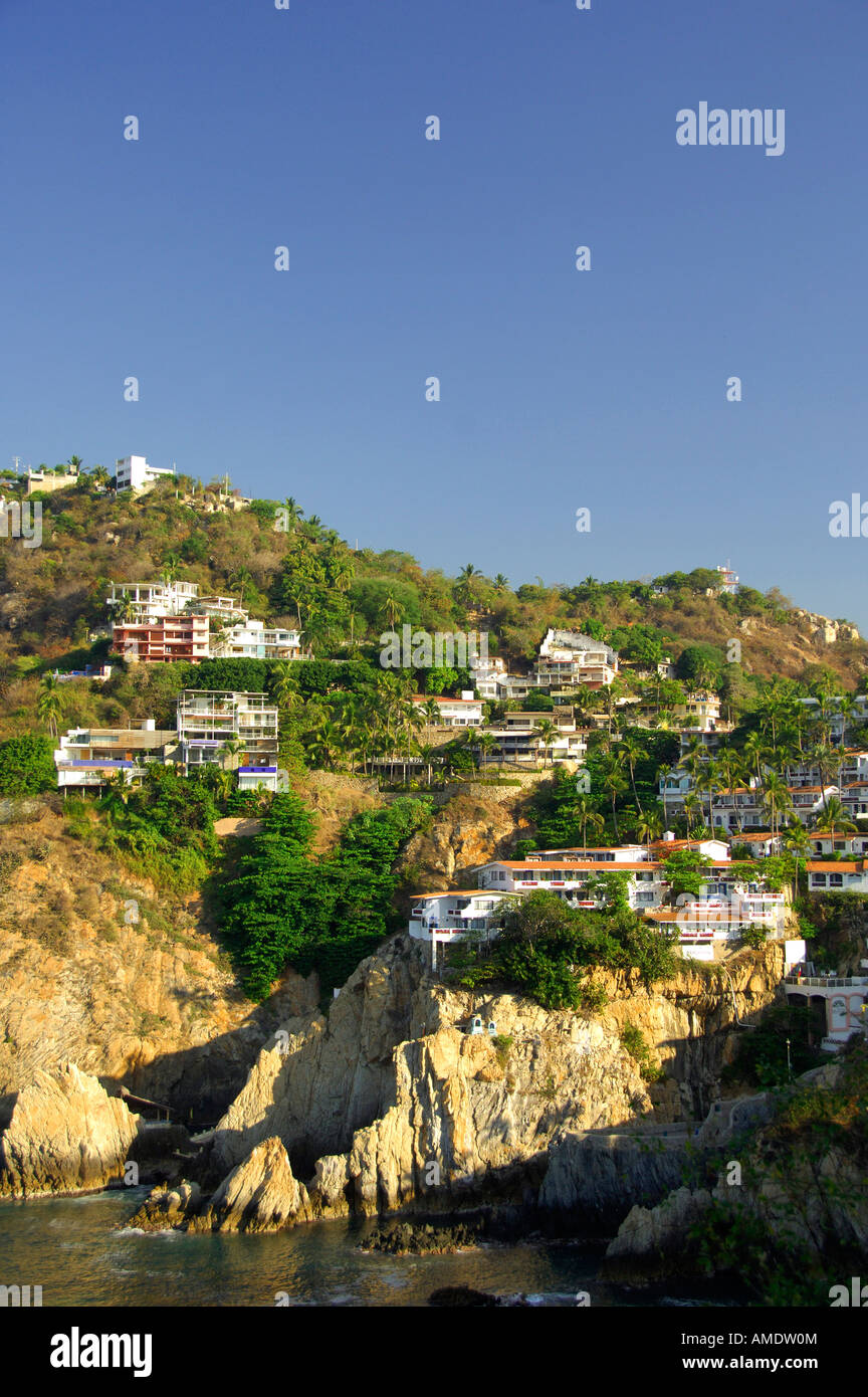 North America, Mexico, State of Guerrero, Acapulco. The cliffs of La Quebrada, home of the famous cliff divers. Stock Photo