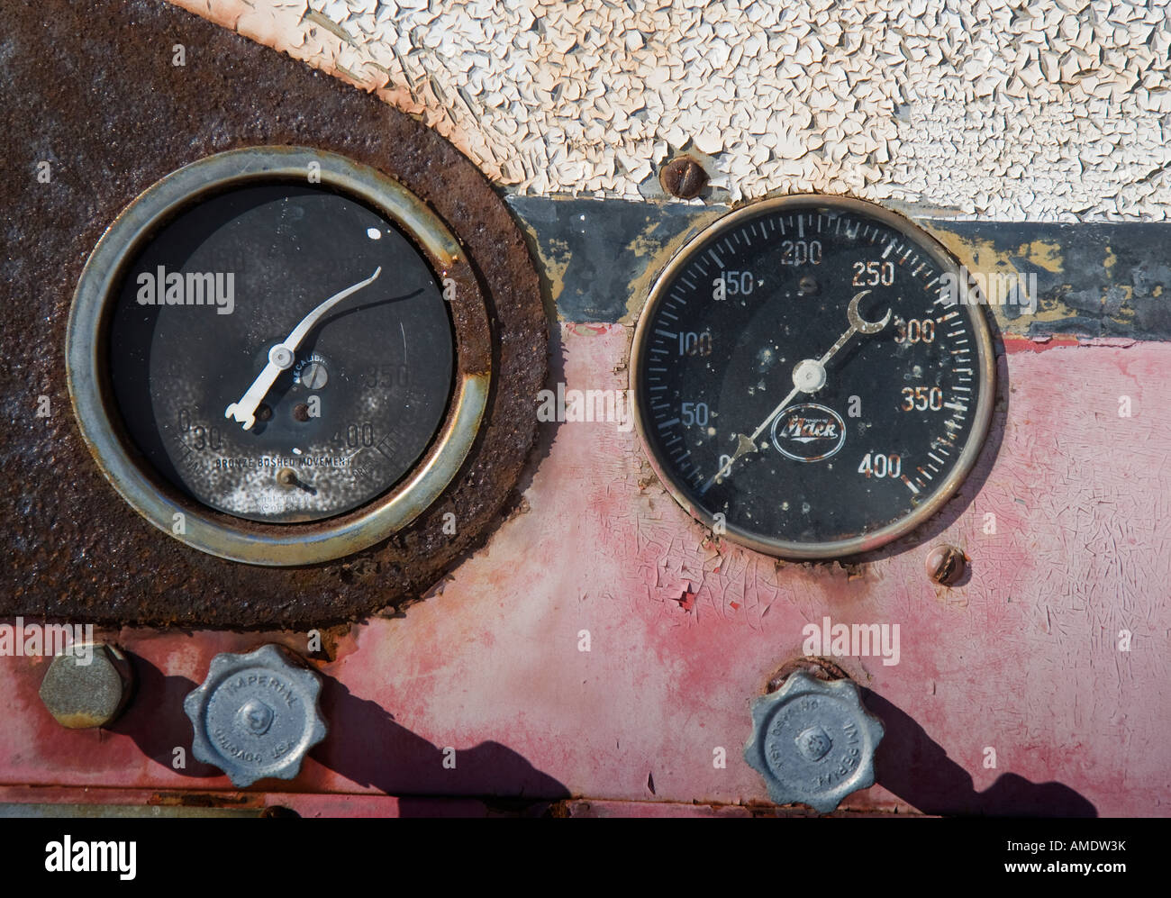 Old gauges on an old truck Stock Photo Alamy