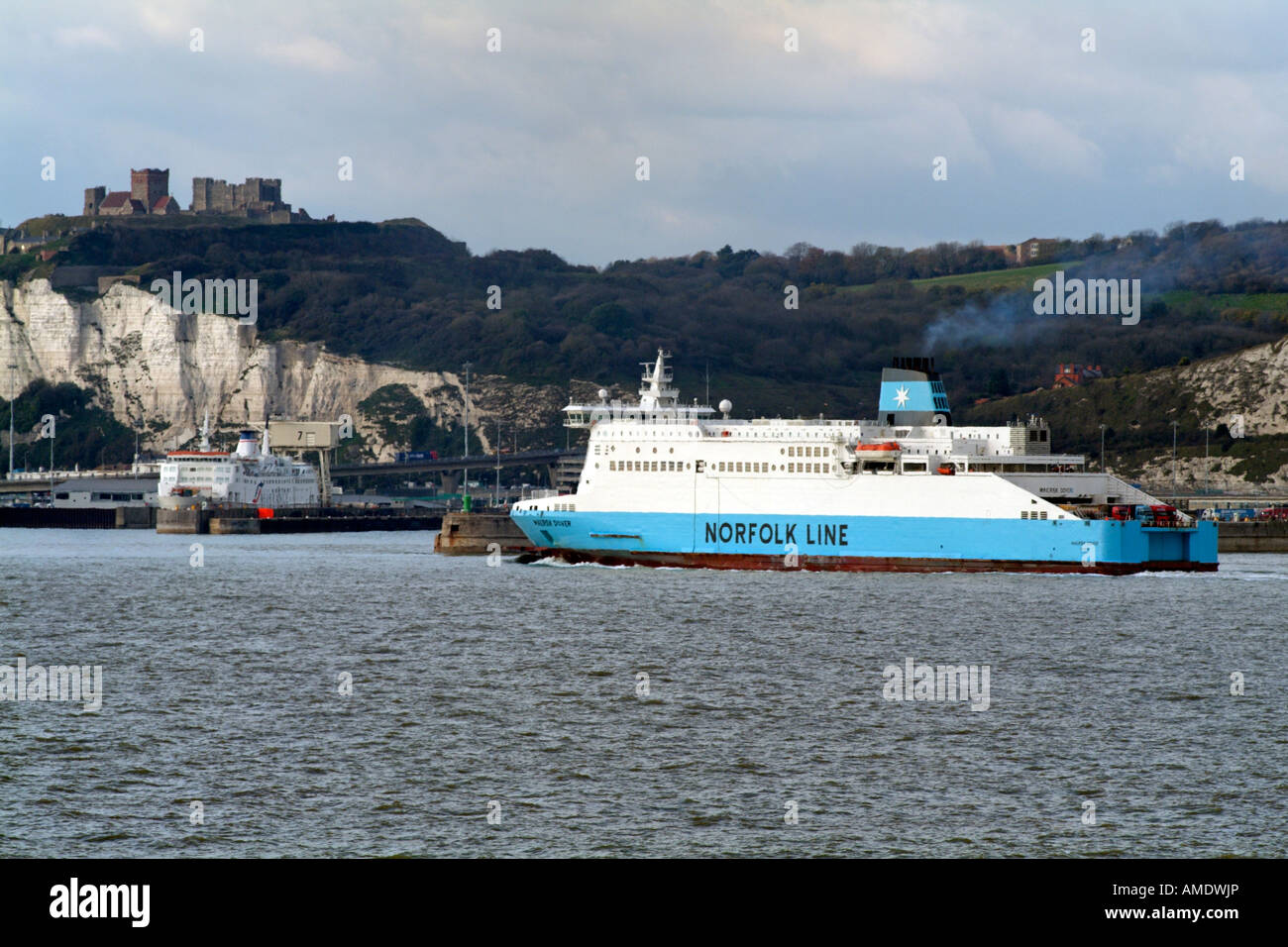 Maersk Dover a Norfolk Line Cross Channel Ferry Underway inbound to Dover Harbour from Dunkirk France Stock Photo