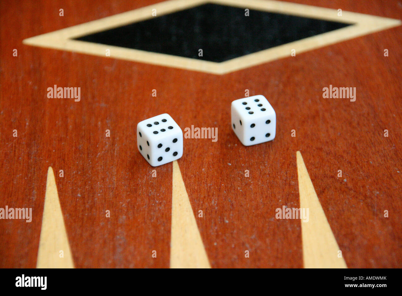 two dices on backlgammon toys and leisure items Stock Photo