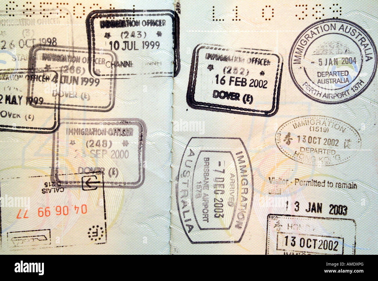 Australian Passport Immigration Rubber Stamps Stock Photo 15234279 Alamy