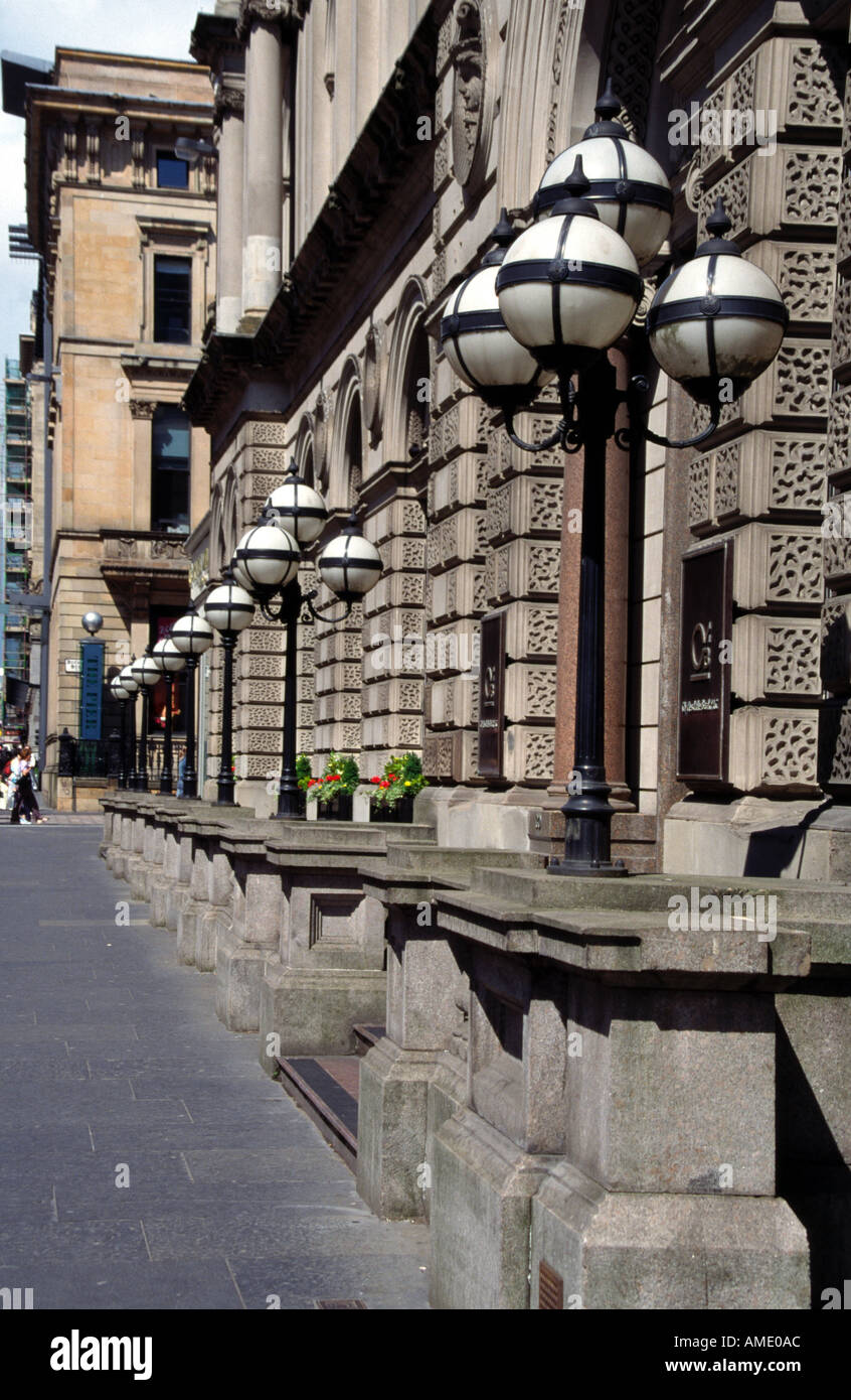 globe lamps outside Clydesdale Bank Offices St Vincent Place Glasgow