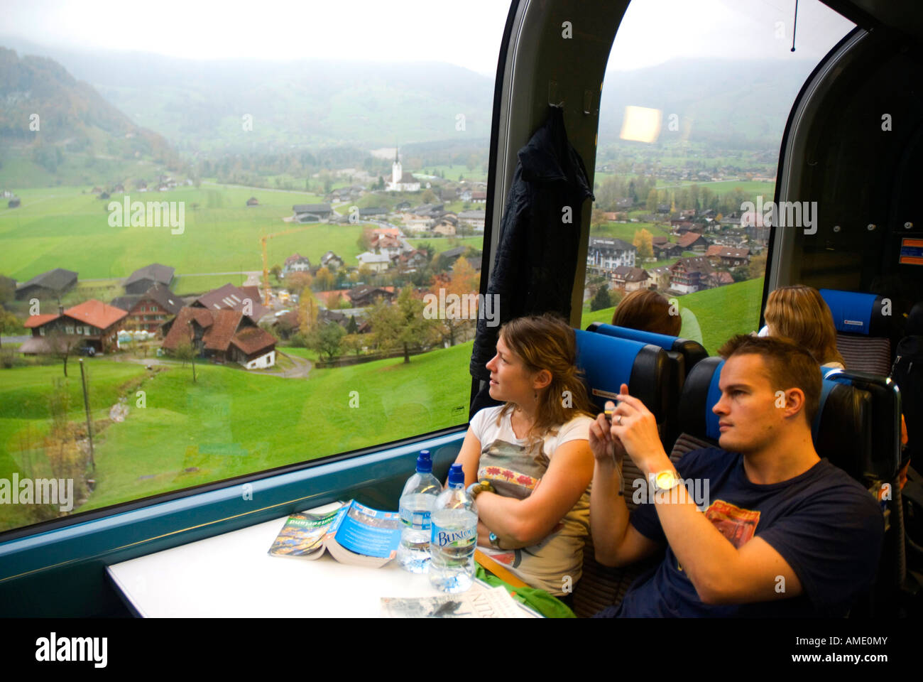 Golden Pass Panoramic Train between Lucern y Brienz SWITZERLAND Stock Photo