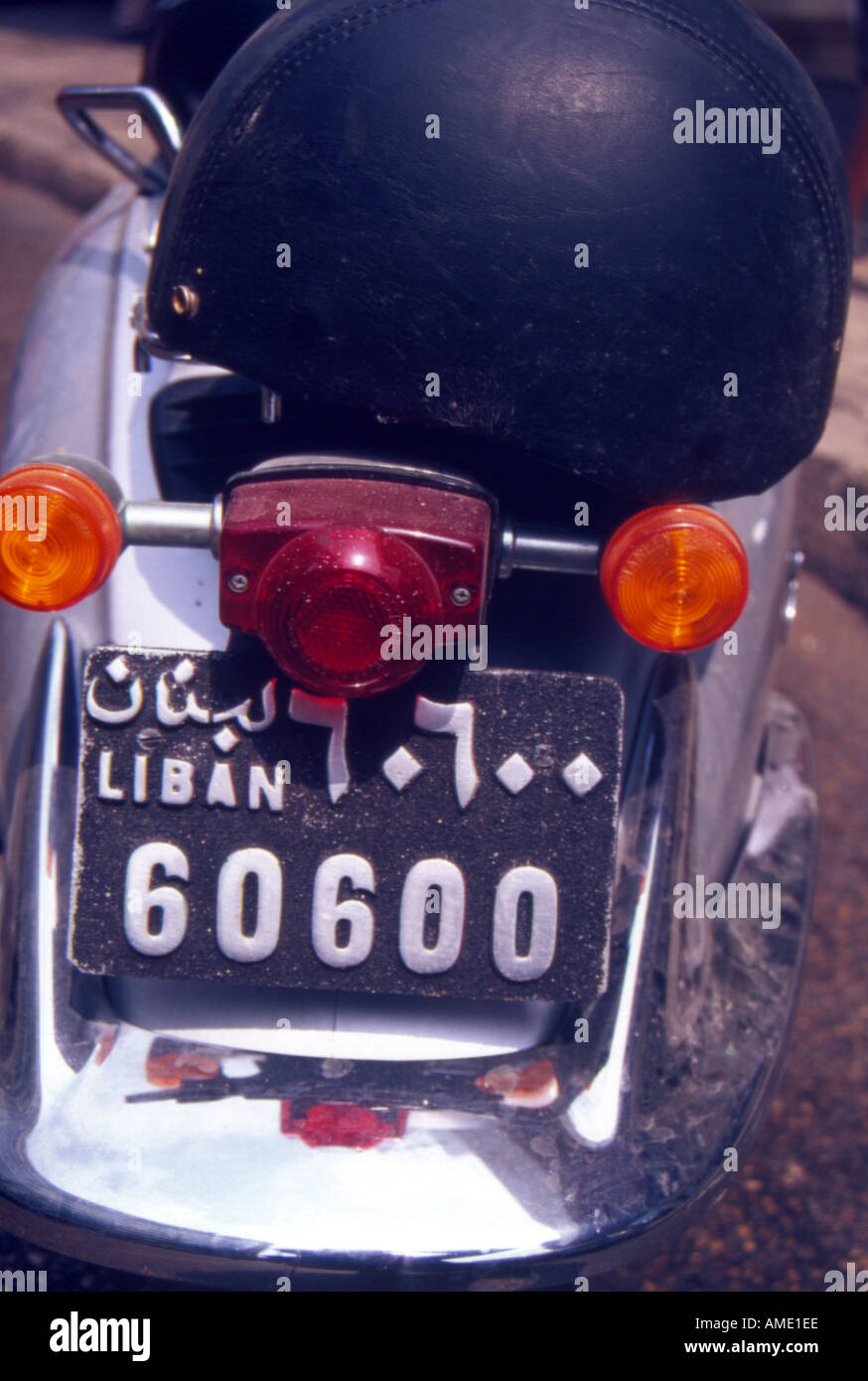 motorcycle with its old number plate beirut lebanon Stock Photo - Alamy