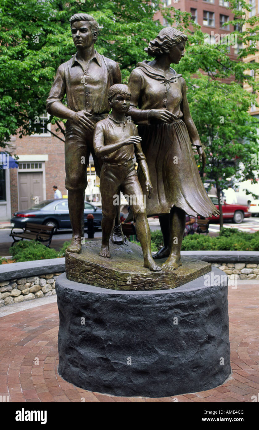 Statue in memory of the Irish potato famine and immigration to America Stock Photo