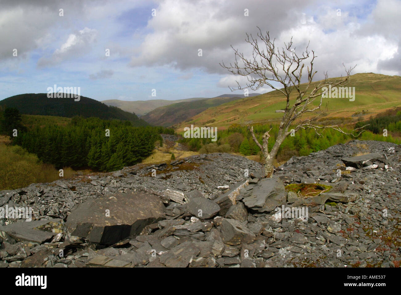 Ruins of the old Bryn Eglwys Slate Quarry Abergynolwyn Gwynedd Wales UK