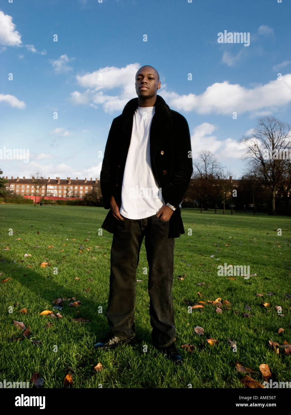 Black british-caribbean man on the Green,Shepherds Bush,London Stock Photo