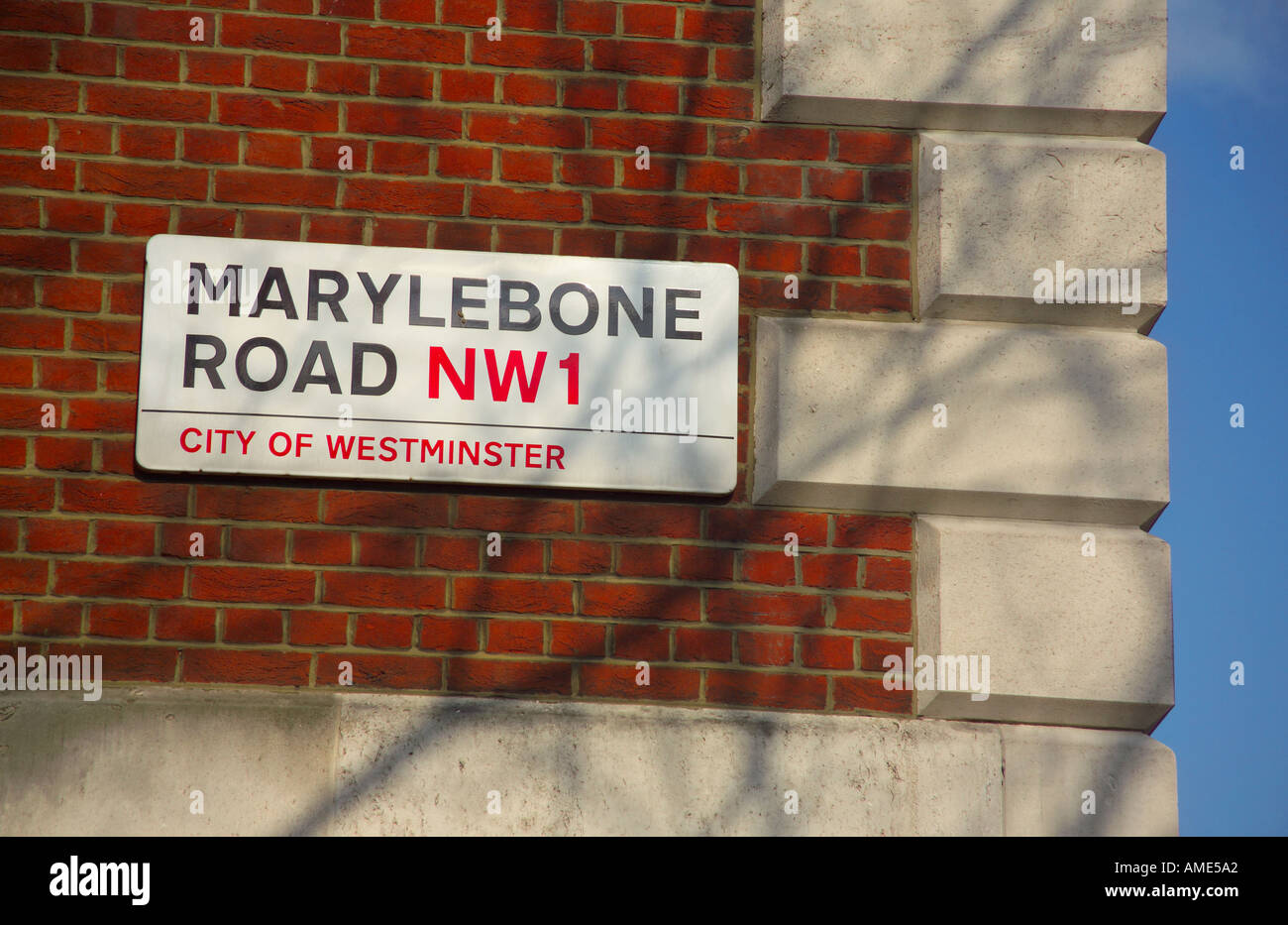 UK London Marylebone Road sign Stock Photo