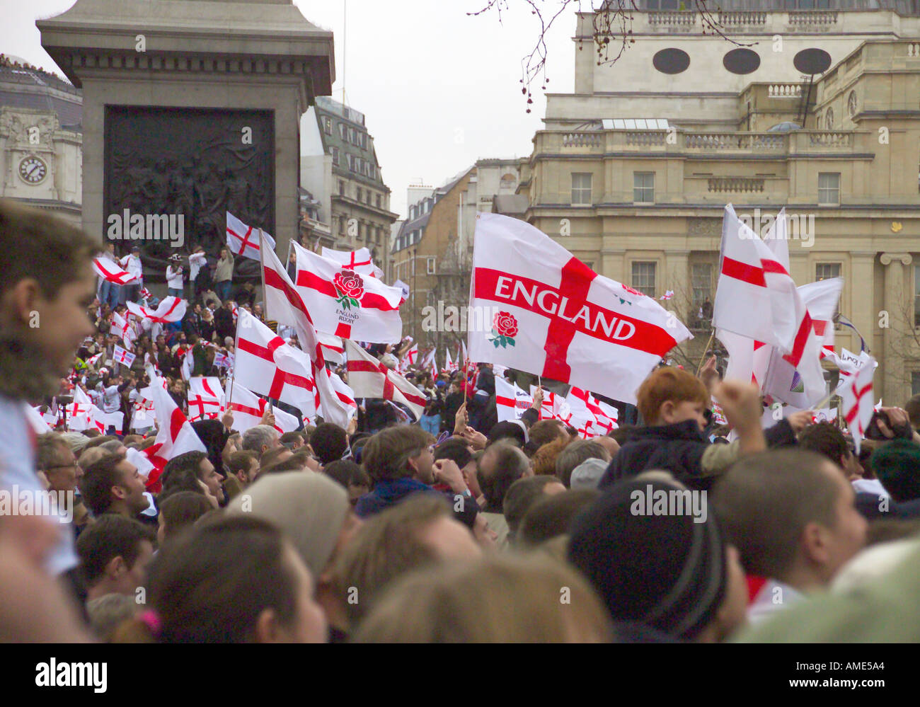 UK London Trafalgar Square England Rugby Fans celebrate World Cup win ...