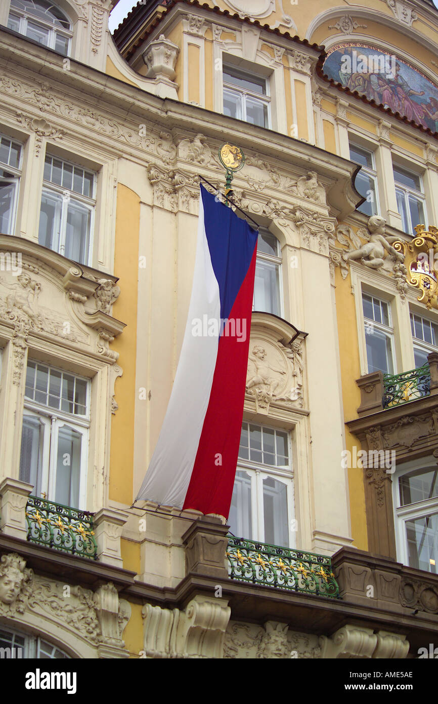 Czech Republic Prague Staromestske Namesti Czech Flag Stock Photo