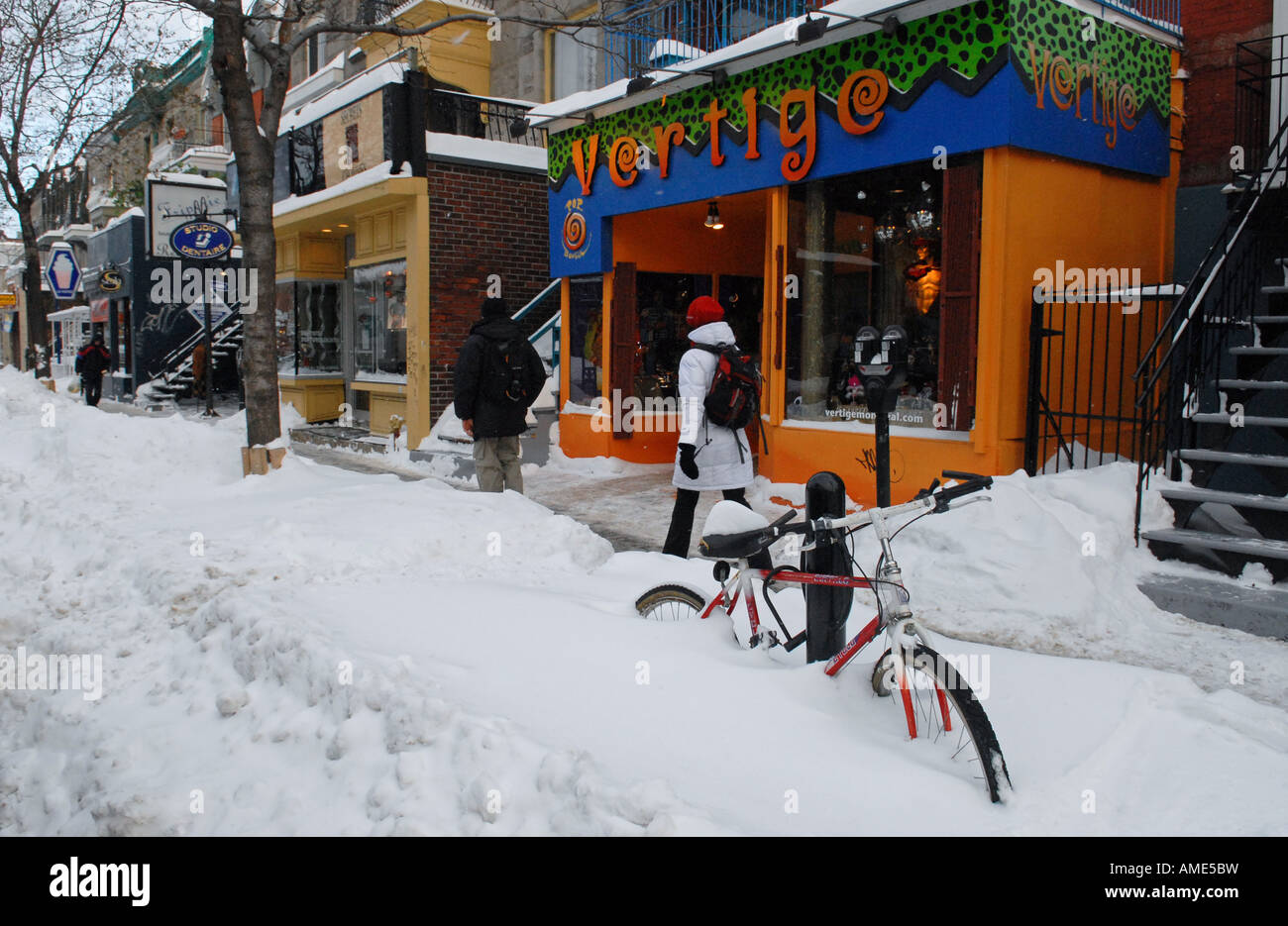 Mont Royal street in the winter time Quebec Canada Stock Photo - Alamy