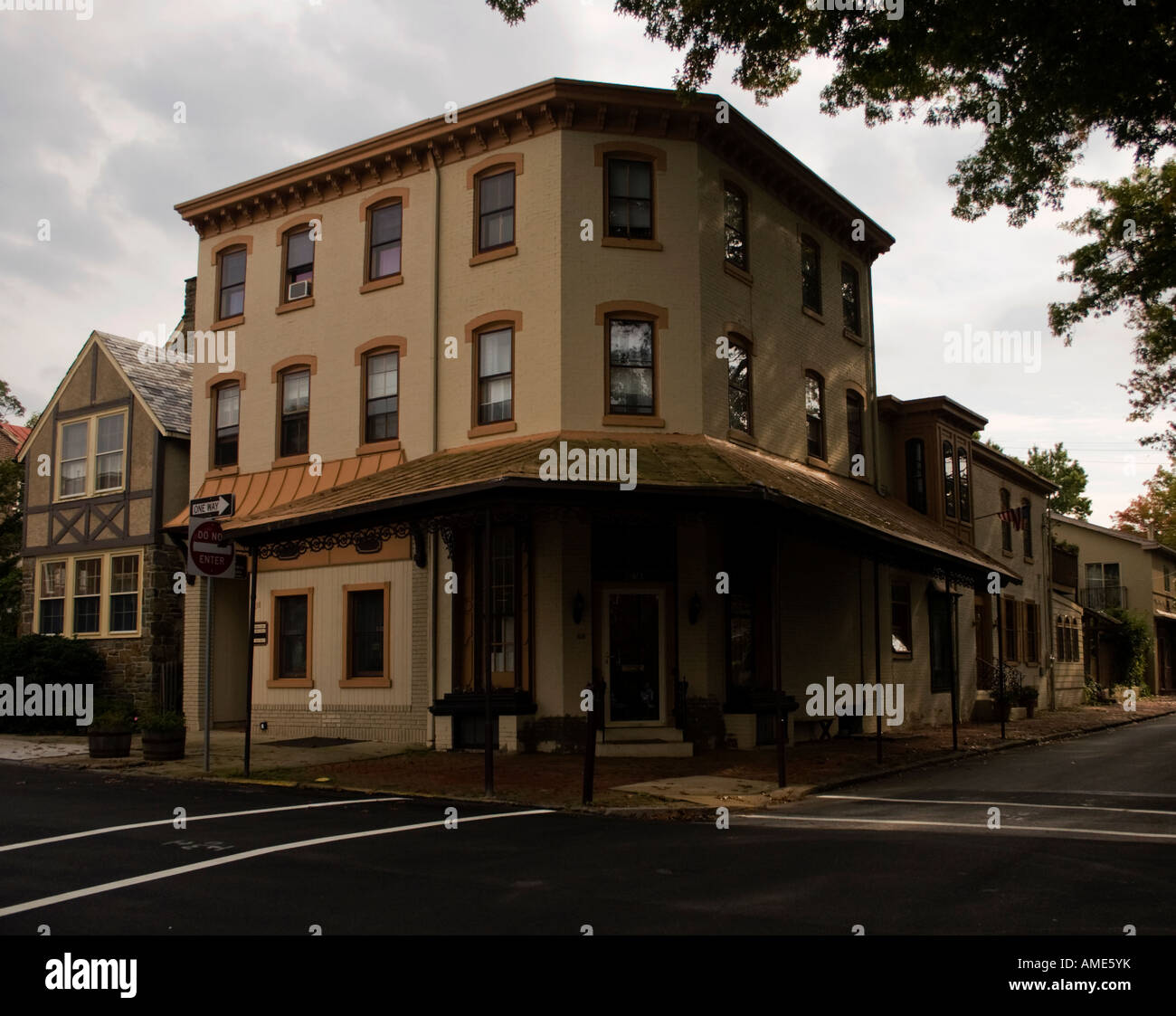 Corner house old antique historical general store hi-res stock ...