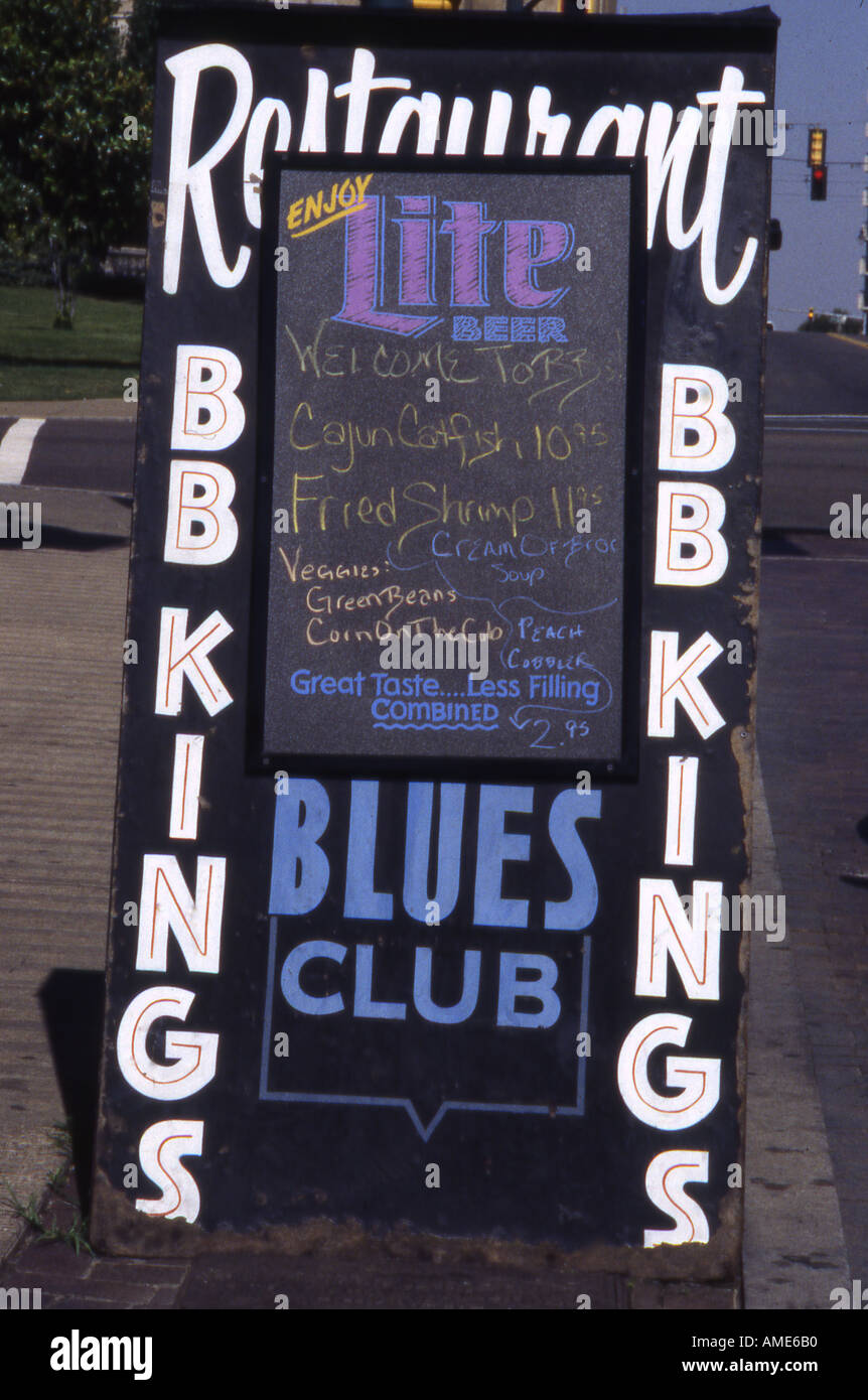 Menu Board outside BB King s Blues Club Beale Street Memphis Tenn USA Stock Photo