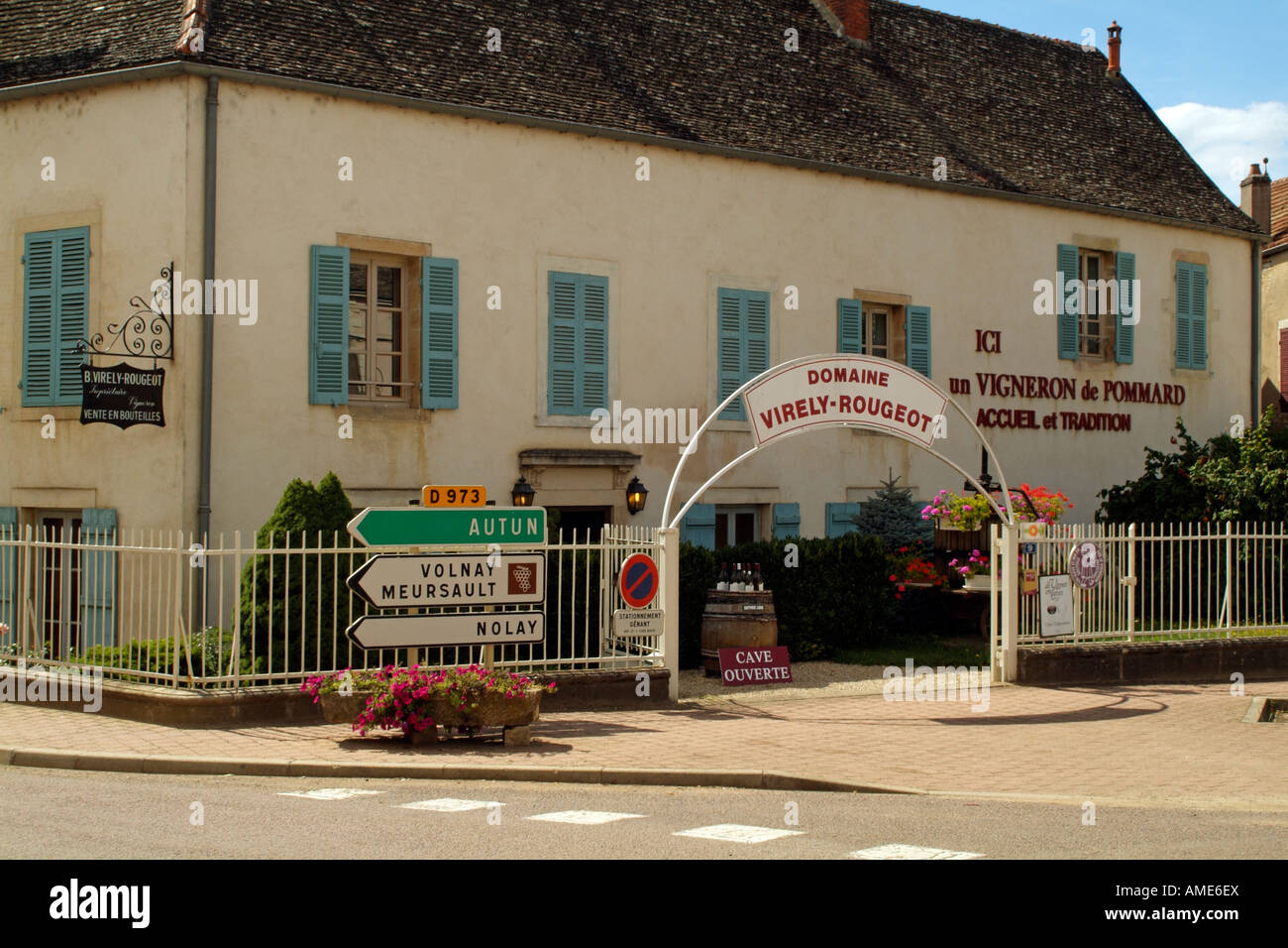 Winery in Pommard in the Cote de Beaune Wine Region France Stock Photo