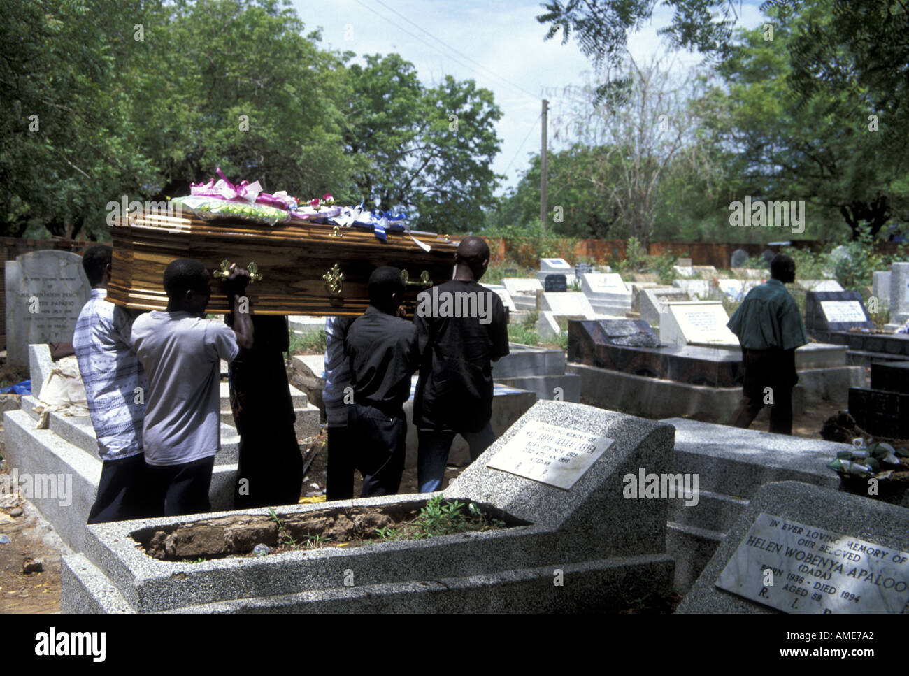 Pallbearers Carry A Coffin To The Gravesite Catholic Funeral In
