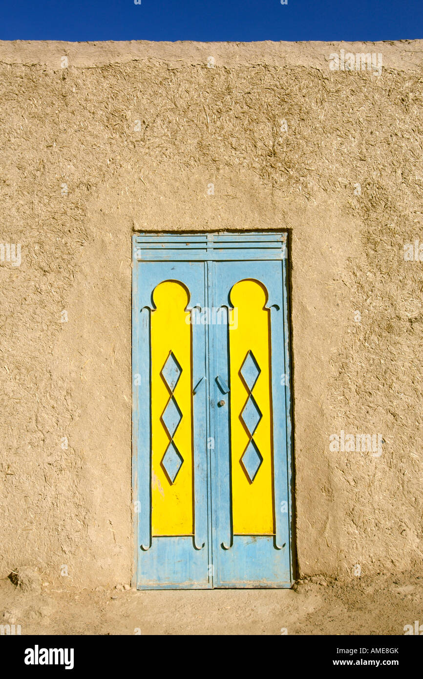 The door of a berber house in the village of Merzouga in eastern Morocco. Stock Photo