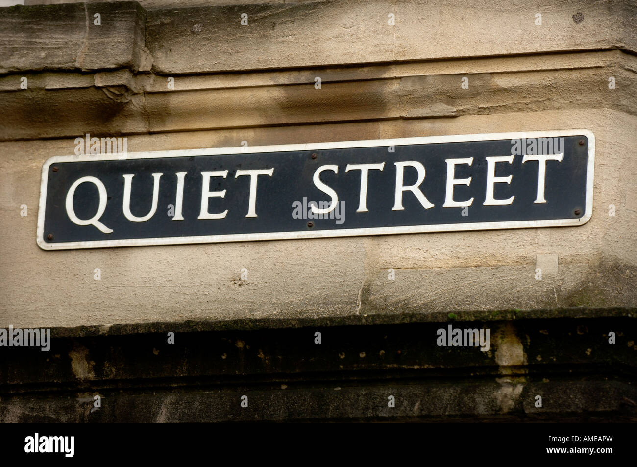 A street sign for Quiet Street in the city of Bath, Somerset. Picture by Jim Holden. Stock Photo