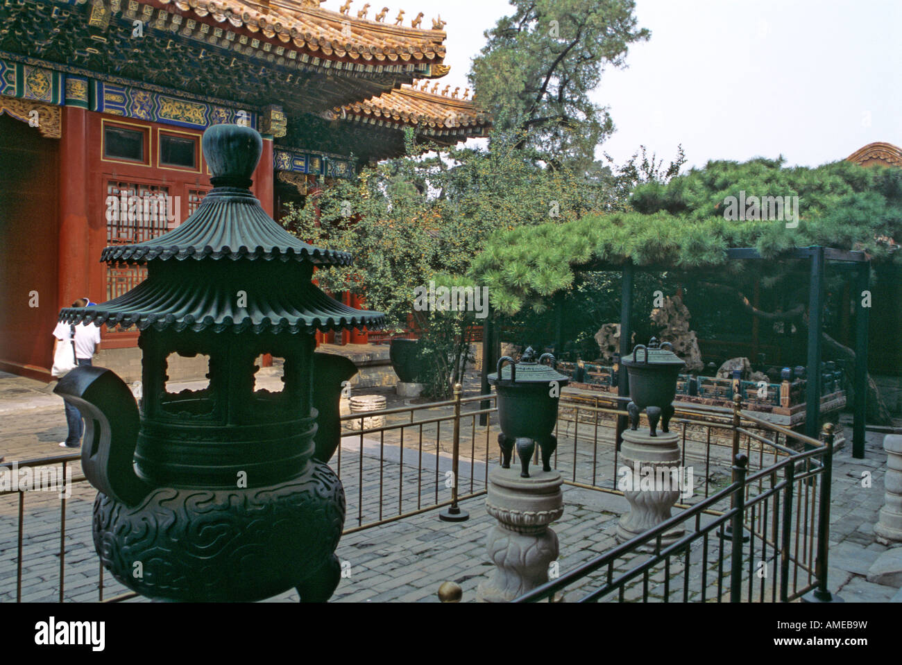 incense burner and ancient buildings Stock Photo Alamy