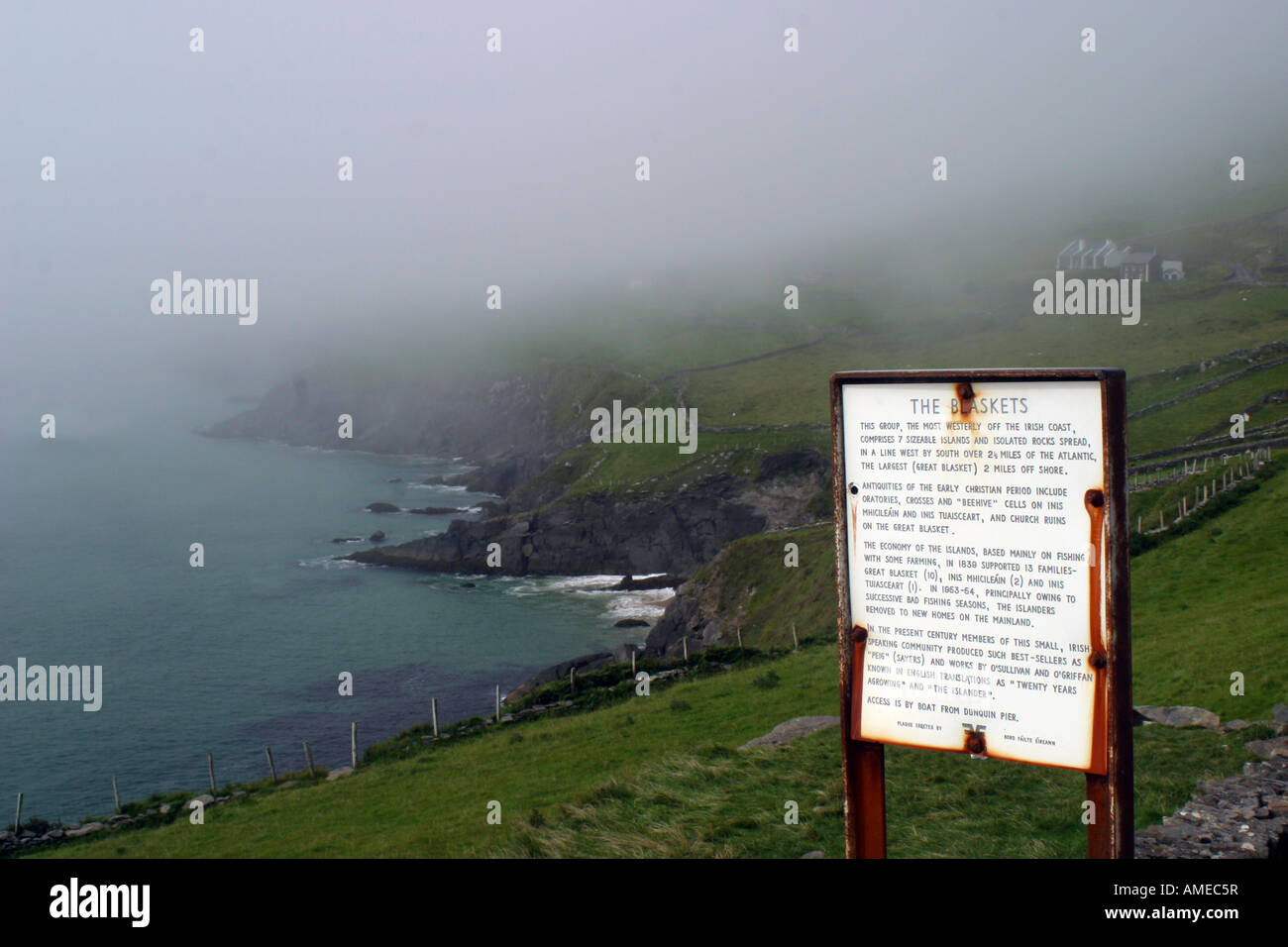 The blaskets island sign on the coast of Kerry Ireland Stock Photo