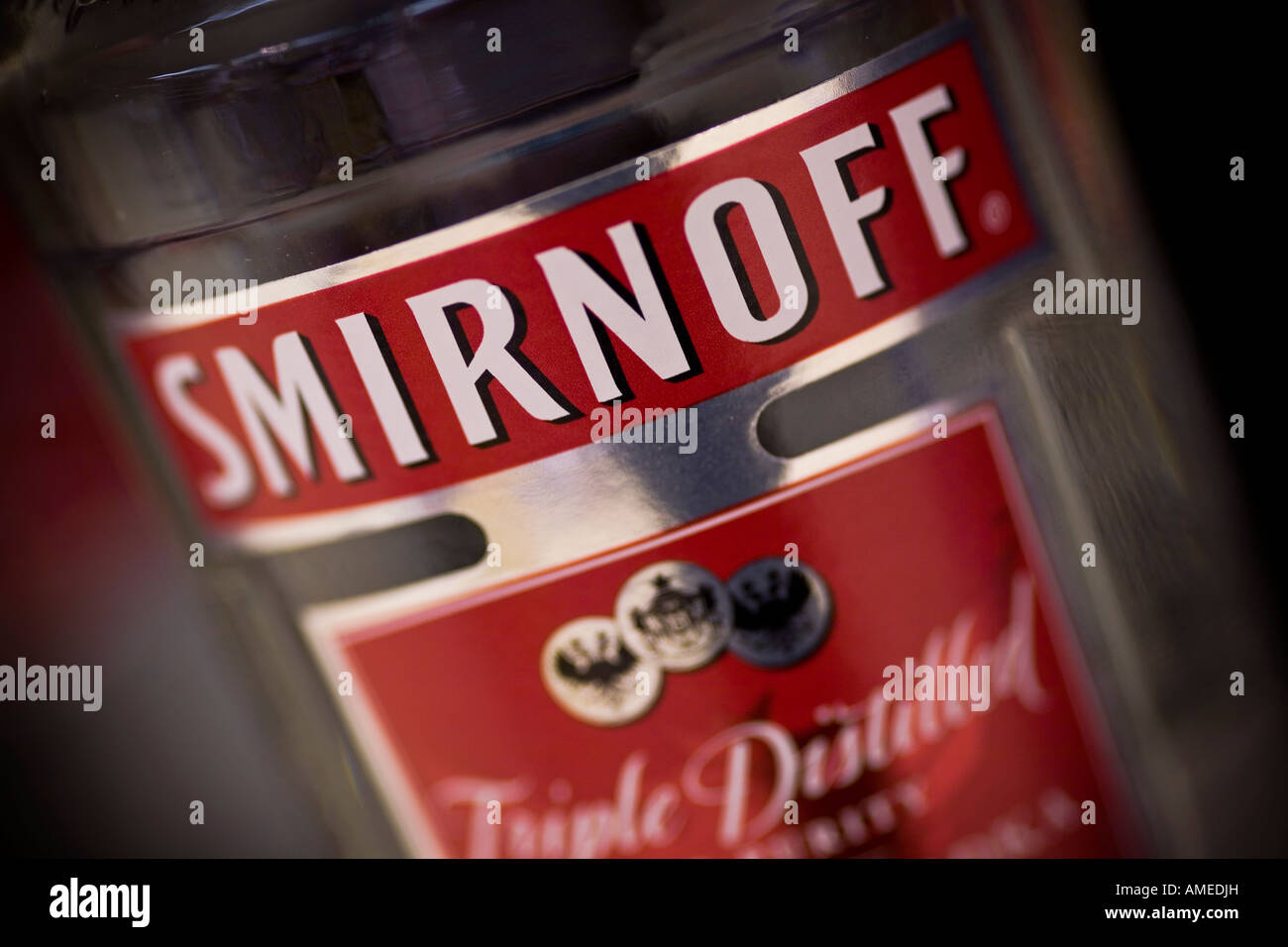 Smirnoff bottle of vodka Smirnoff is a Diageo brand Stock Photo