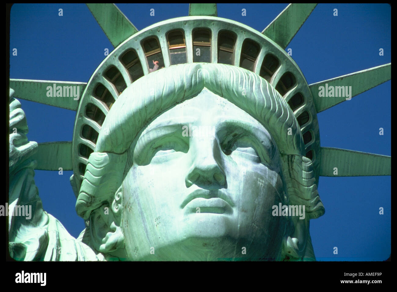 Statue of Liberty closeup on Liberty Island in New York Stock Photo