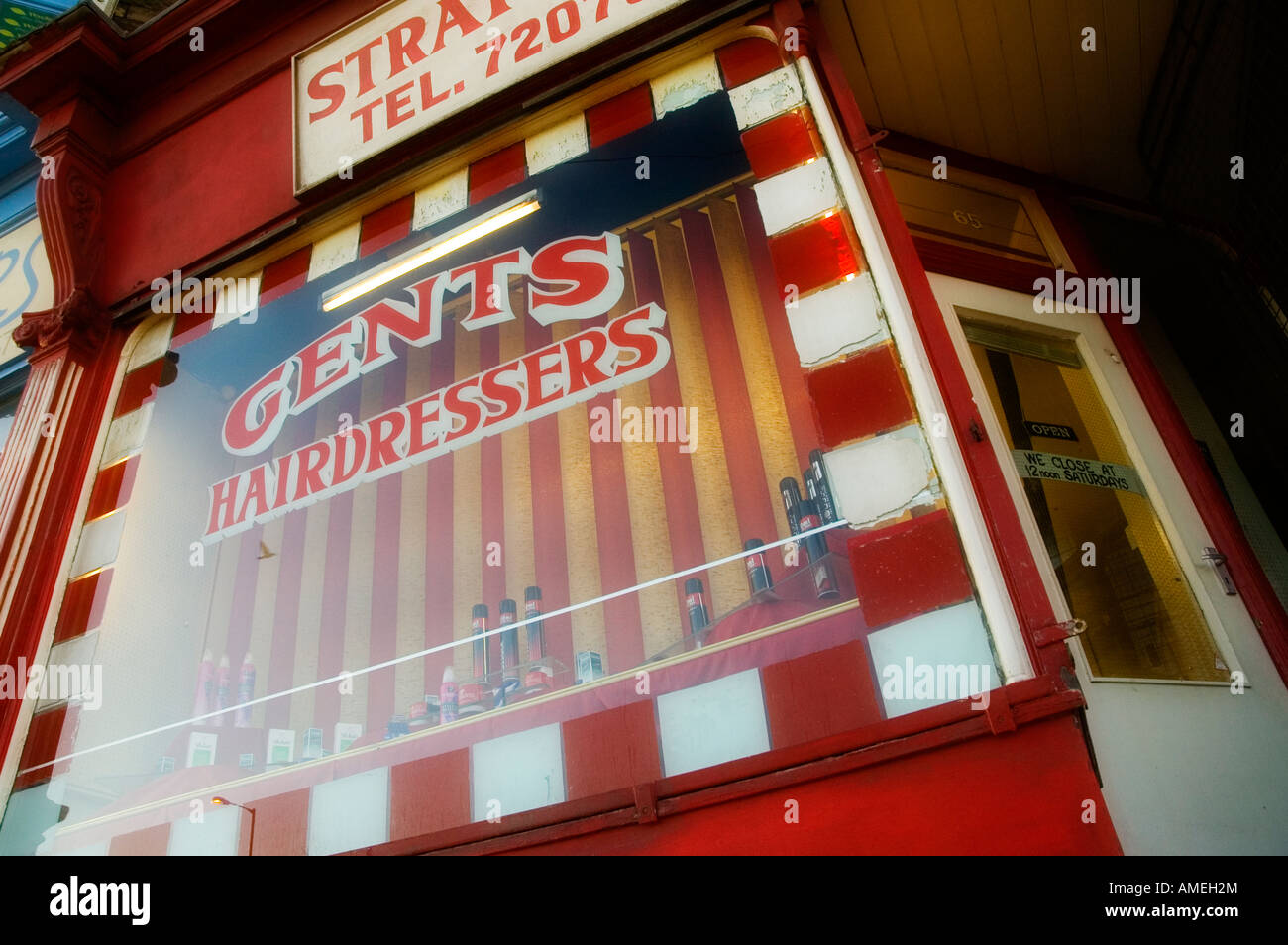 Old fashioned Gents Hairdressers shop Stock Photo Alamy